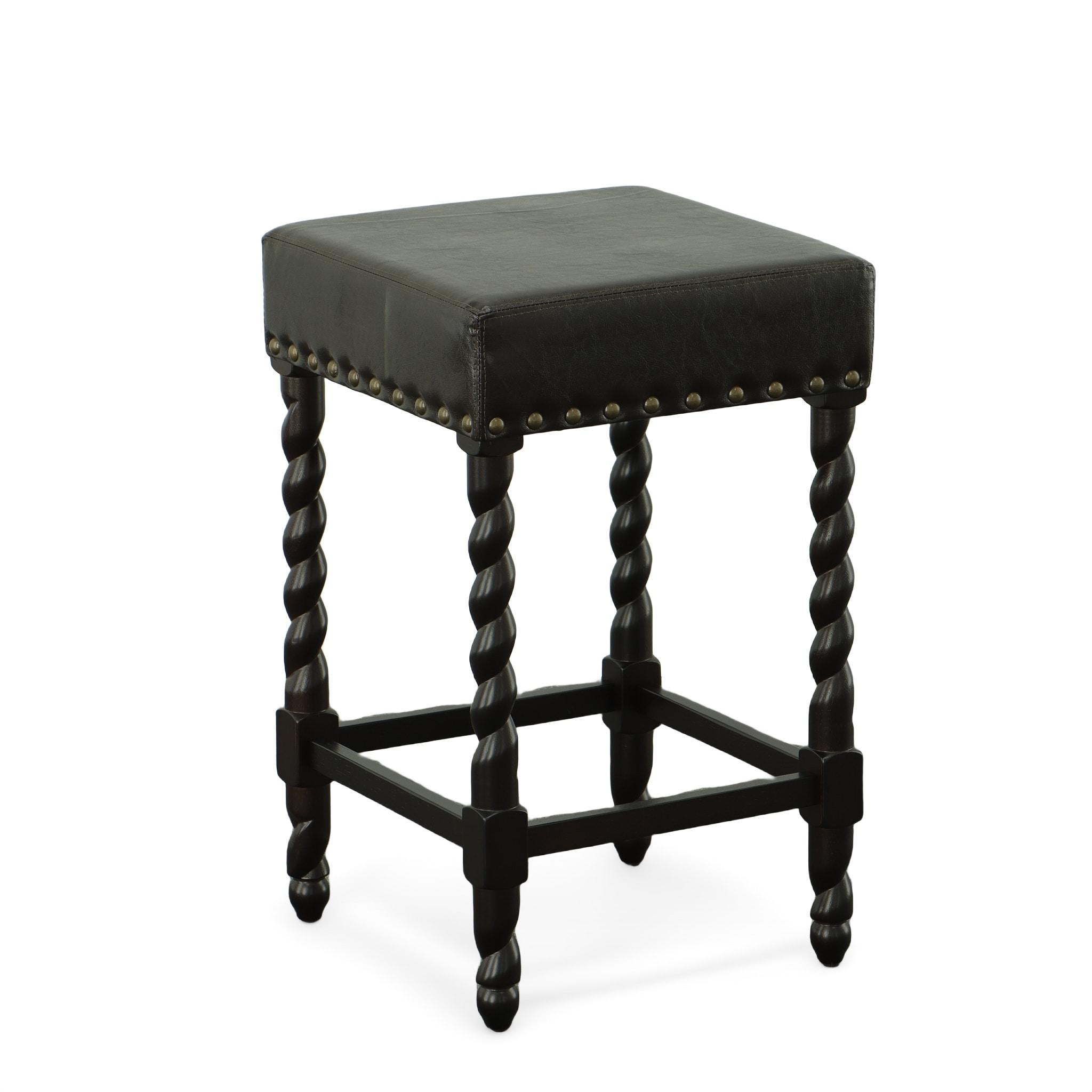 Carolina Living 24" Cadmus Counter Height Barstool Espresso and Table: Upholstered Vinyl, MDF Legs, Foam Fill