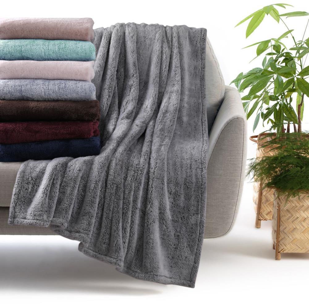 Swift Home Ultra Plush Solid and Frost Tip Throw Blanket