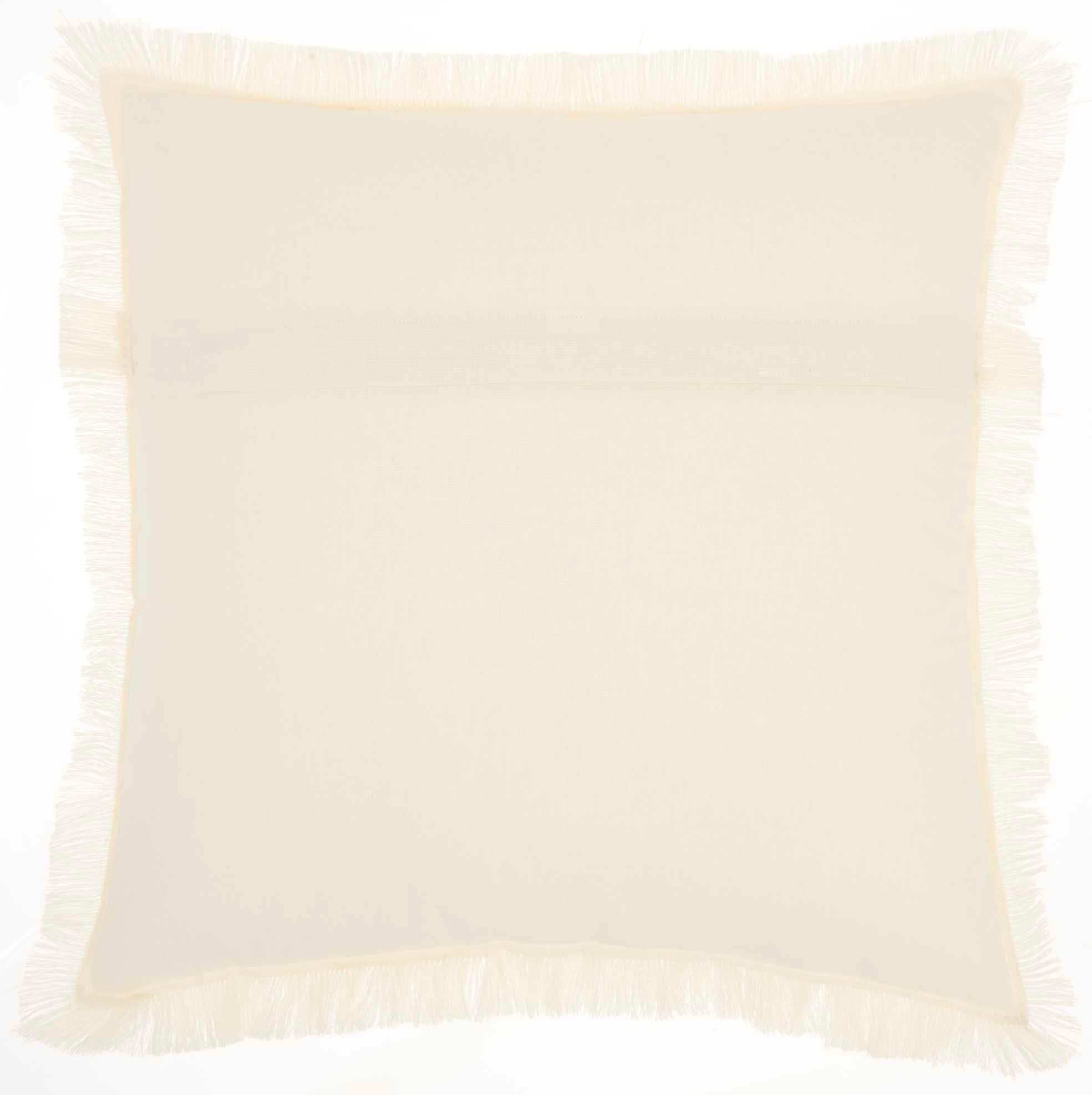 Mina Victory Life Styles 18" Cotton Fringed Edges Solid Throw Pillow in Ivory