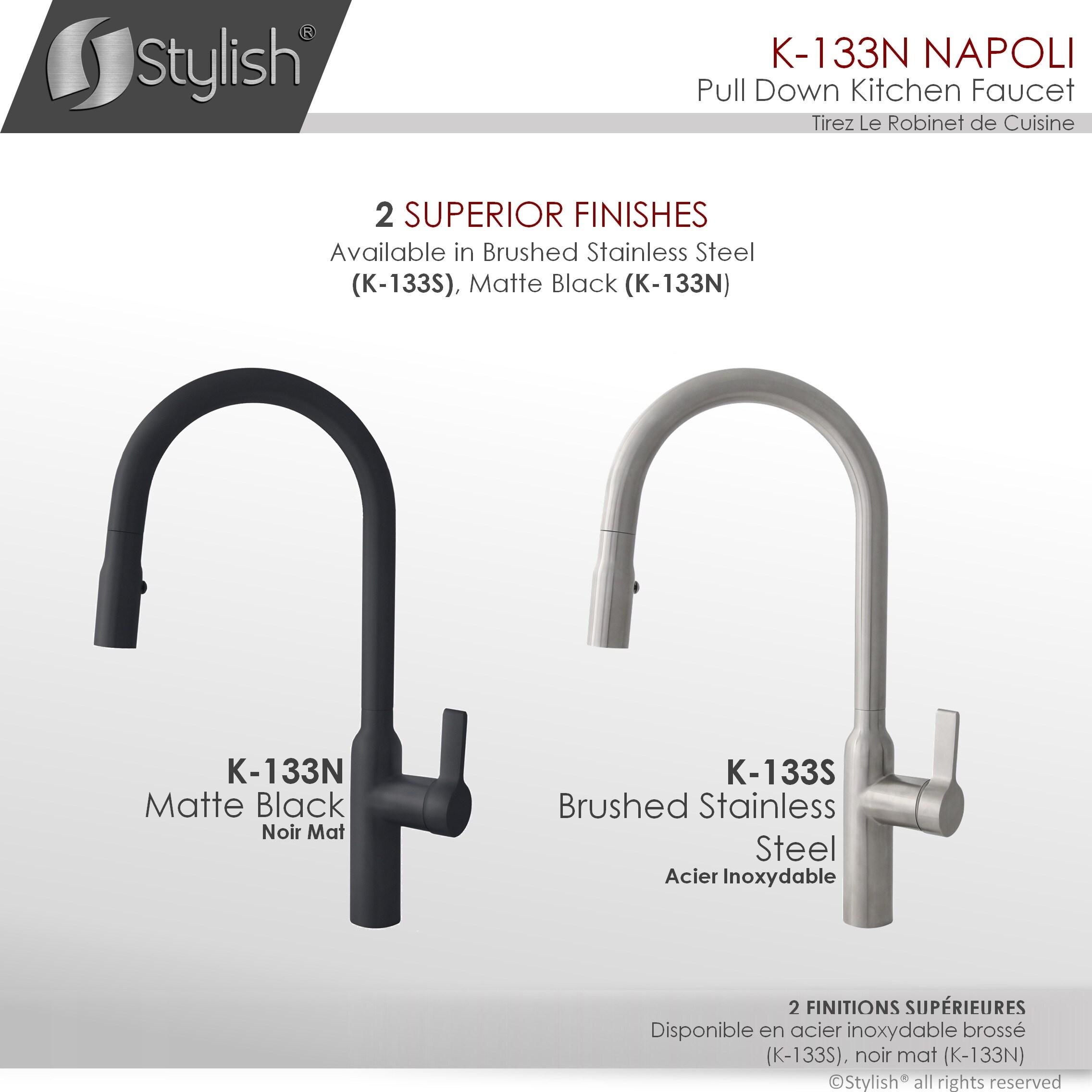 Modern Faucet Stylish Napoli One-Handle Stainless Steel Pull Down Kitchen Faucet