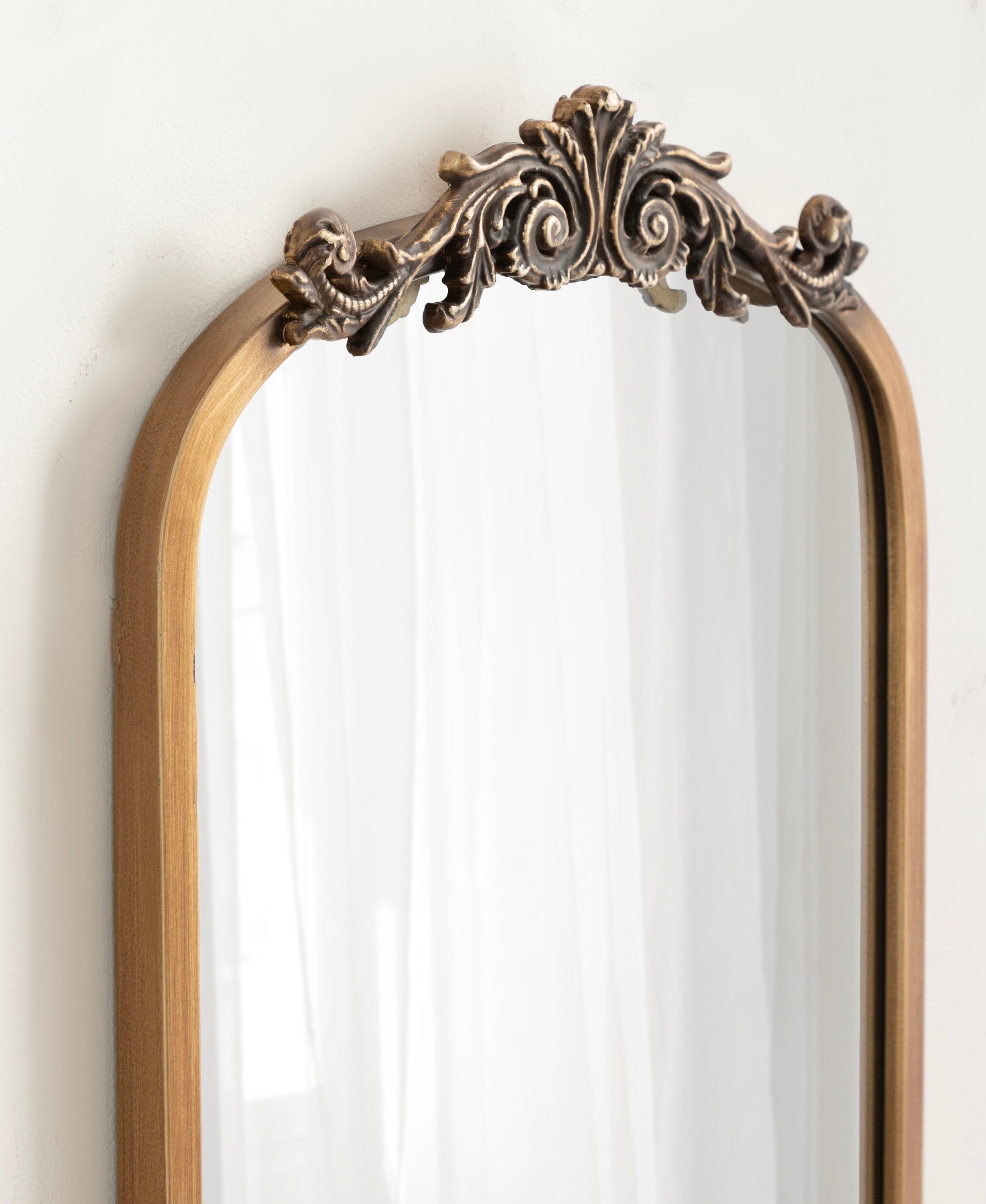 Kate & Laurel All Things Decor 16"x25" Arendahl Traditional Arch Mirror with Shelf: Baroque Design, Resin Garland