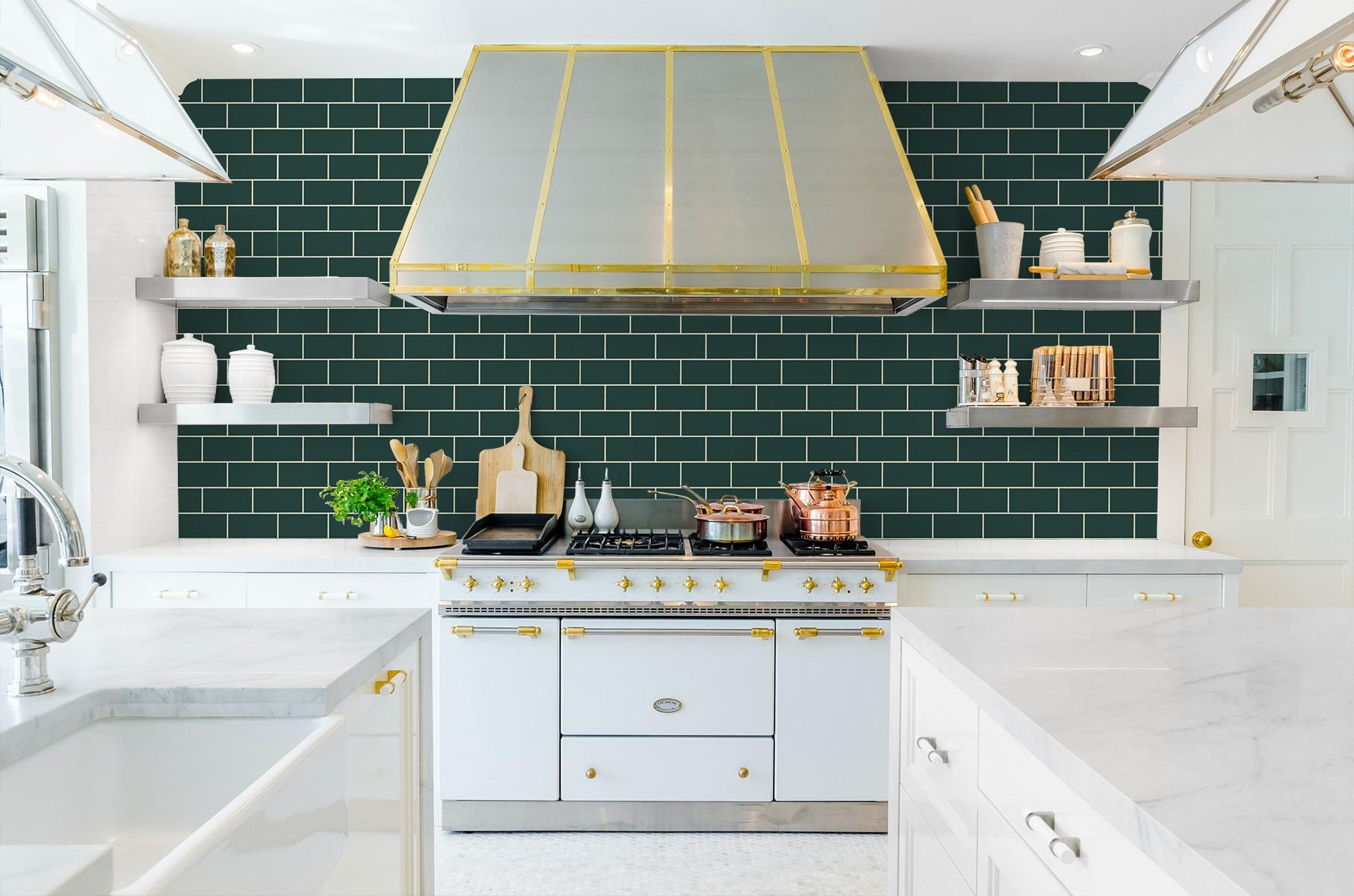 NextWall Retro Subway Tile Peel and Stick Wallpaper