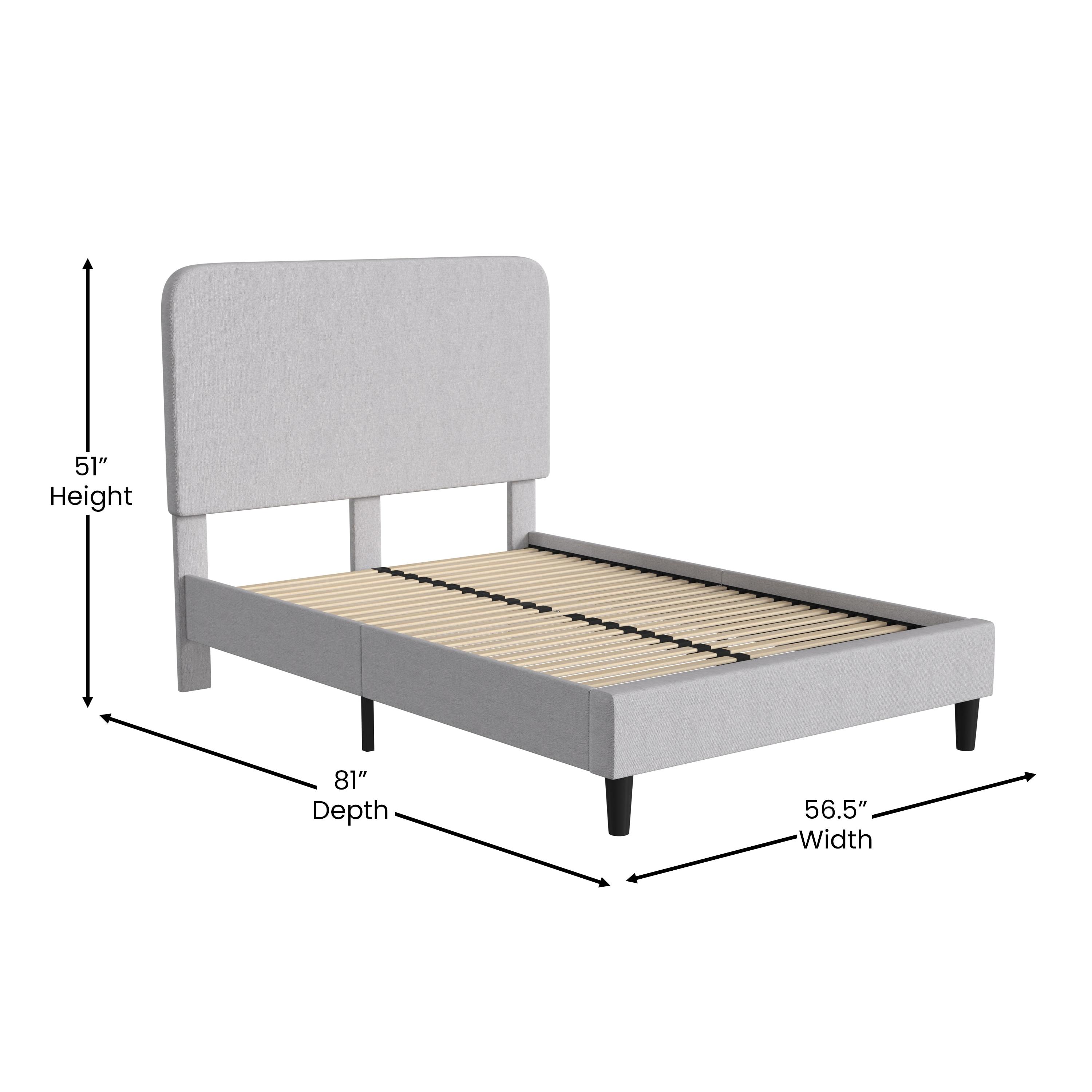 Flash Furniture Addison Fabric Upholstered Platform Bed, Light Grey, Full