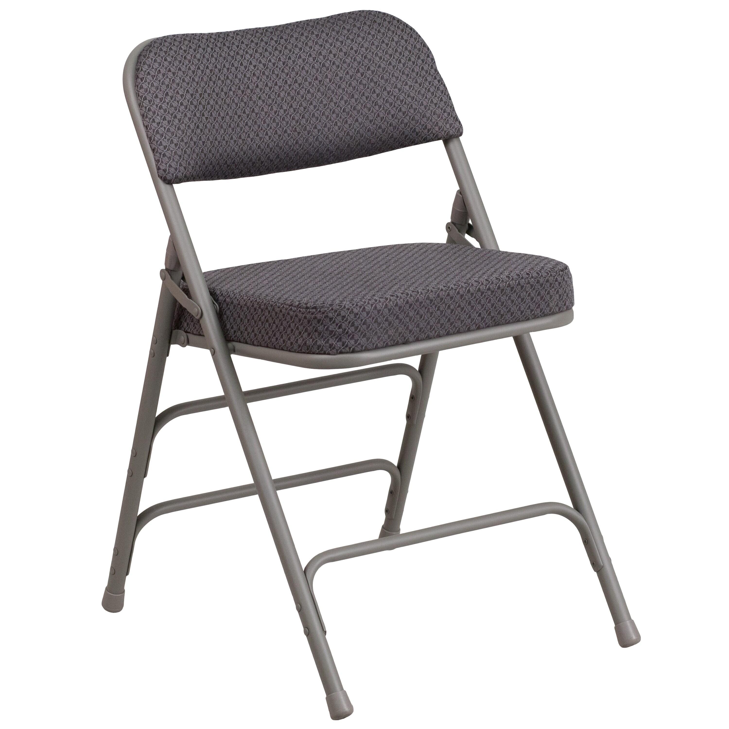 Flash Furniture 2 Pack HERCULES Series Premium Curved Triple Braced & Double Hinged Gray Fabric Metal Folding Chair