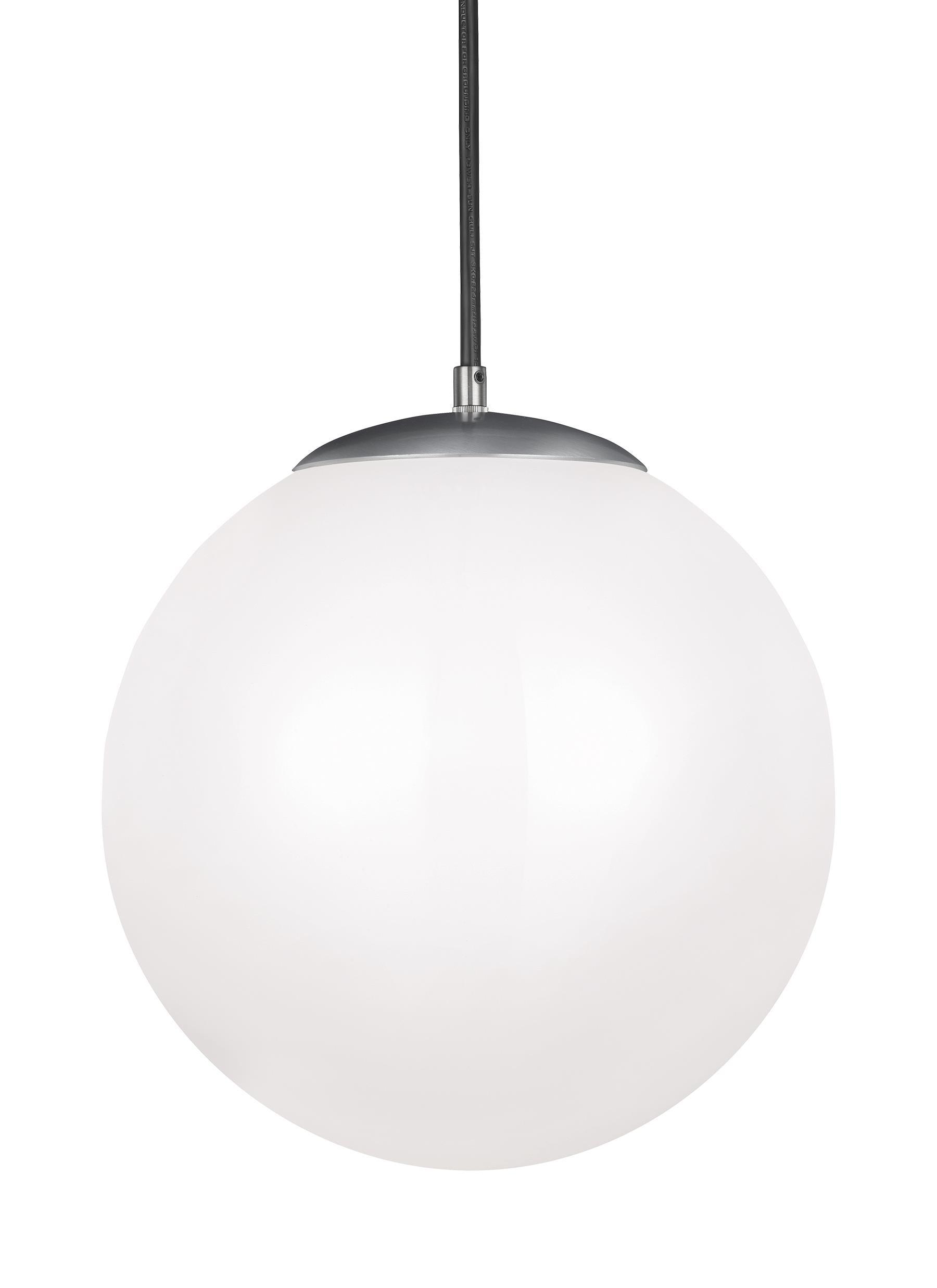 Generation Lighting 6024EN3-04 Hanging Globe One Light Pendant, Satin Aluminum Finish