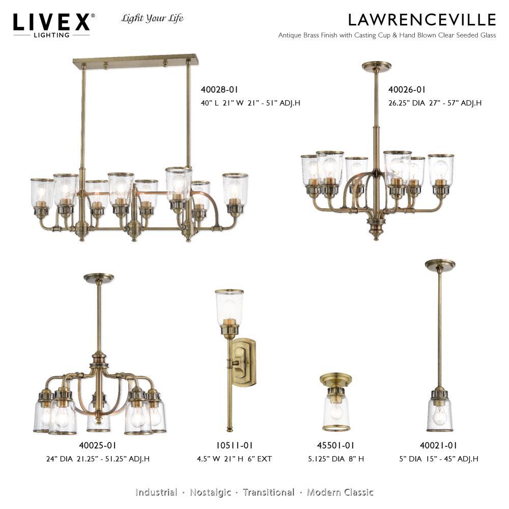 Livex Lighting Lawrenceville 1 - Light Flush Mount in  Antique Brass
