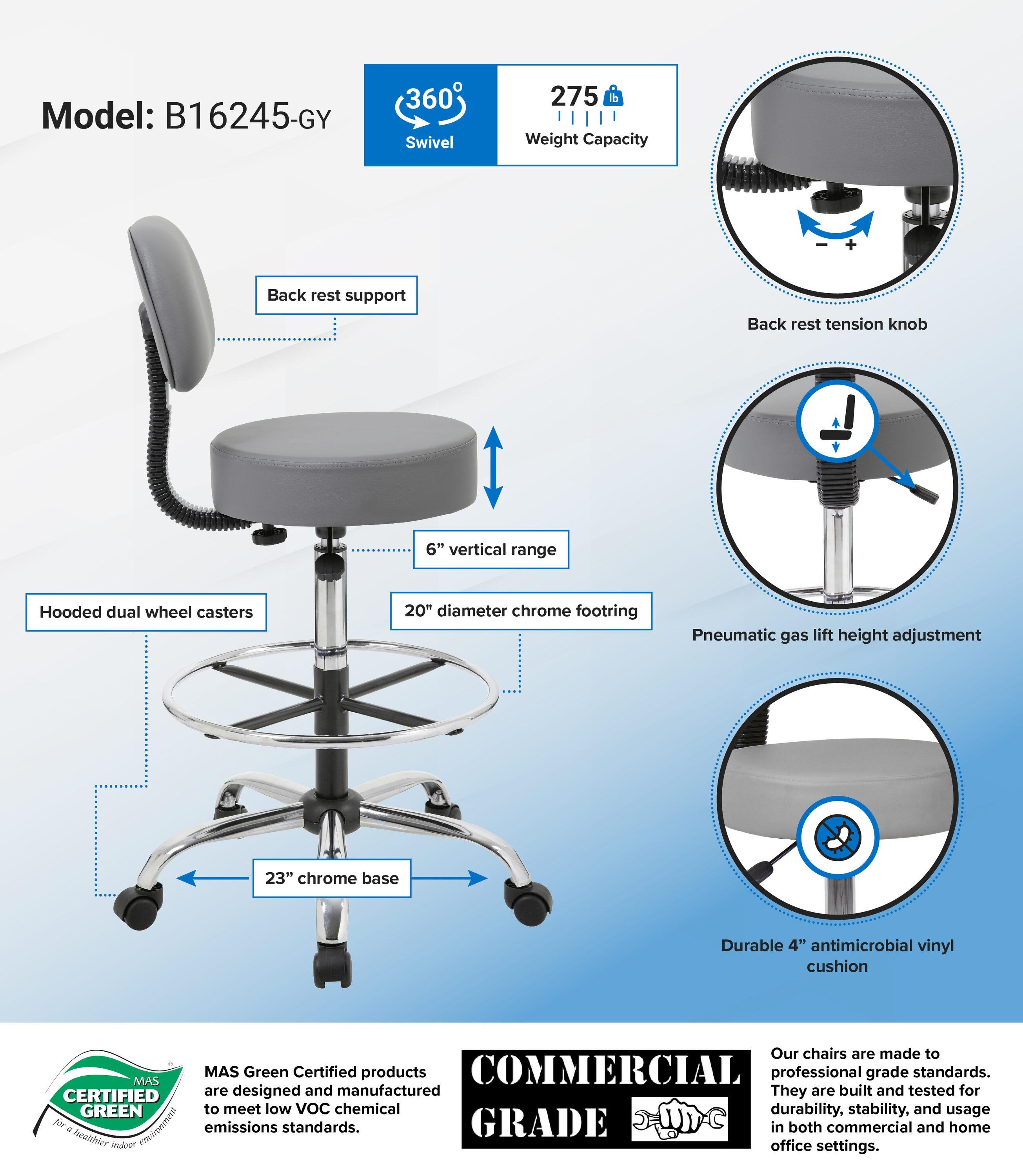 Boss Office Products Vinyl Drafting Chair