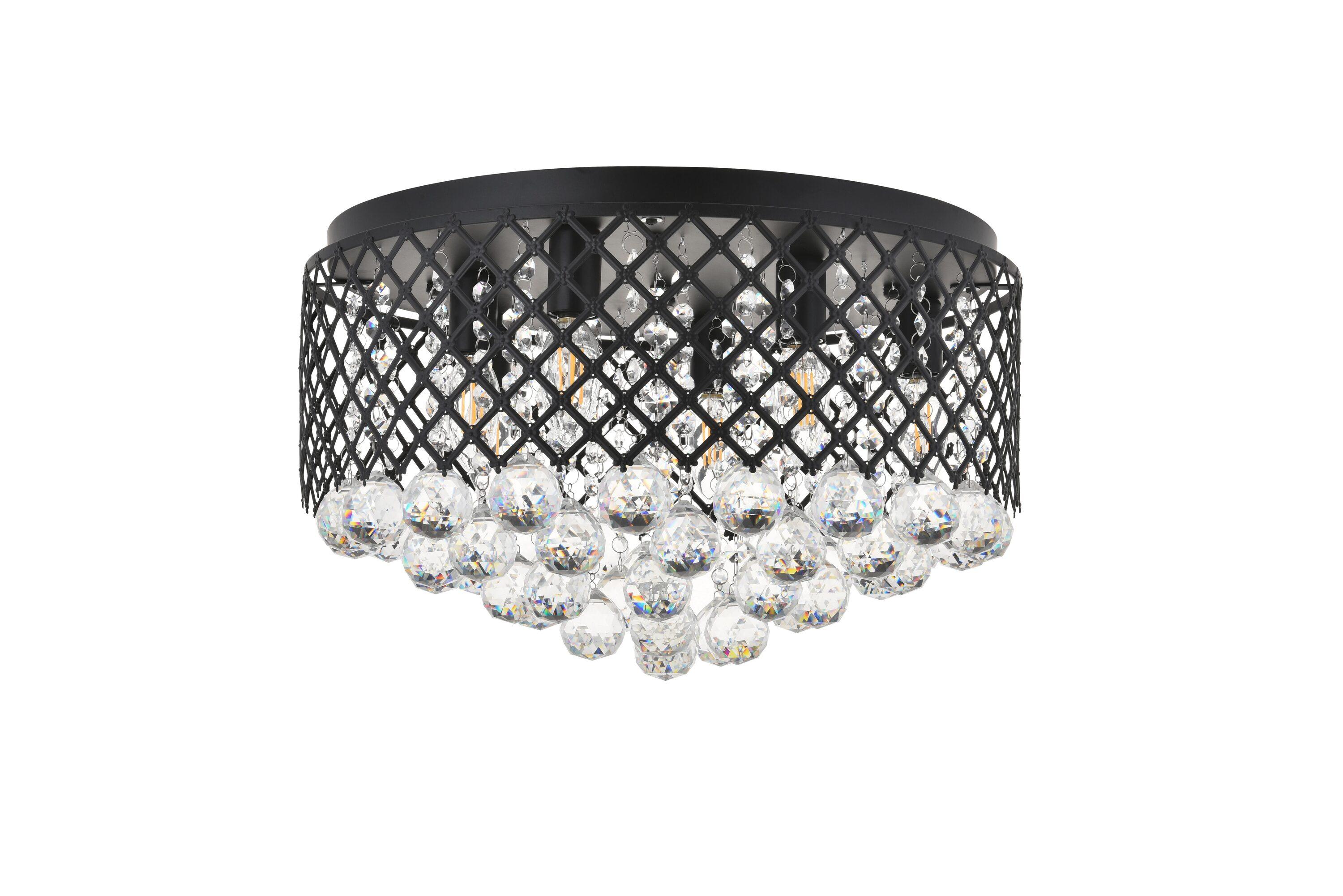 Elegant Lighting Tully 6 light Matte Black Flush Mount