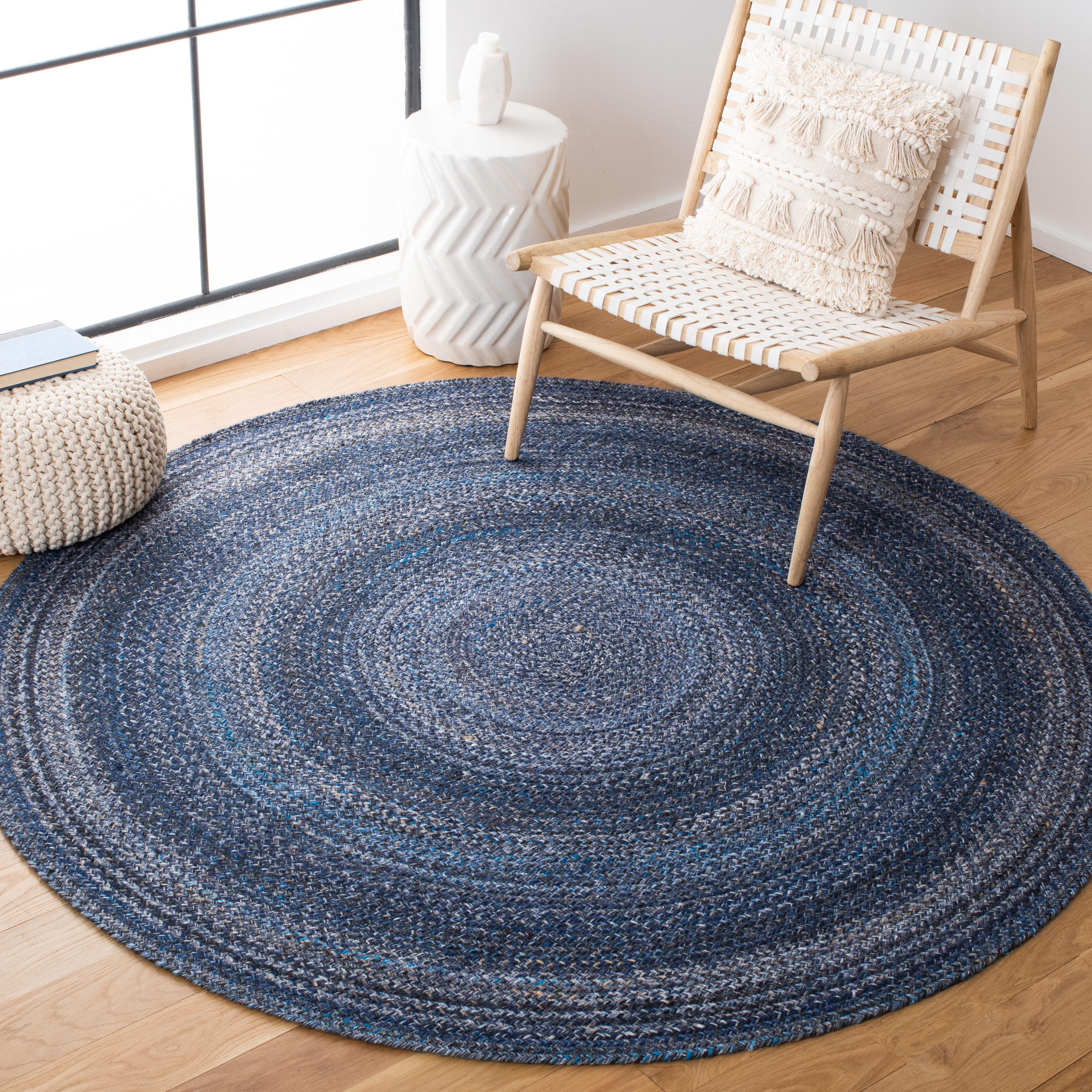 Braided BRD851 Hand Braided Area Rug - Navy - 6' Round - Safavieh.
