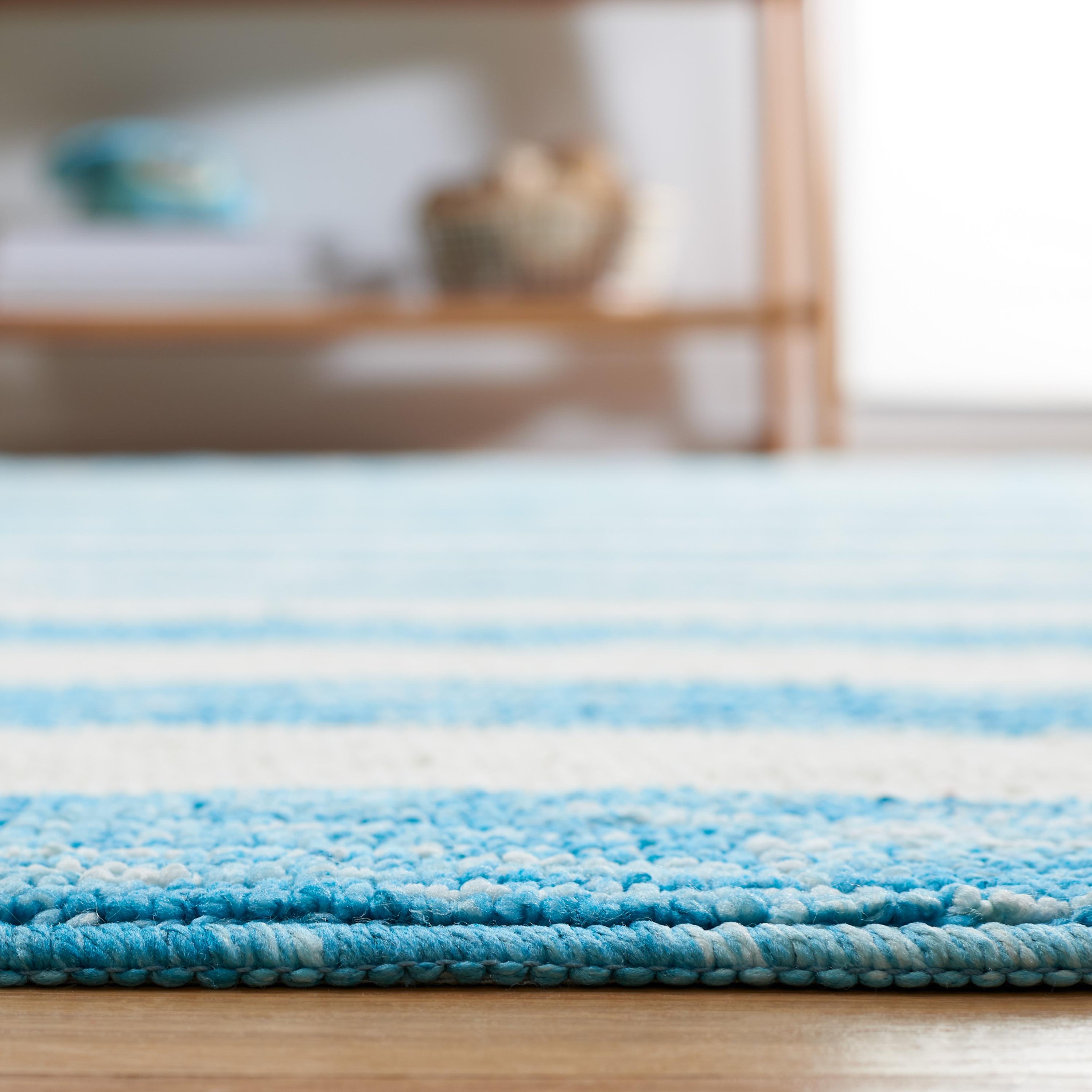 Easy Care ECR115 Power Loomed Machine Washable Area Rug - Blue/Ivory - 6'x9' - Safavieh.