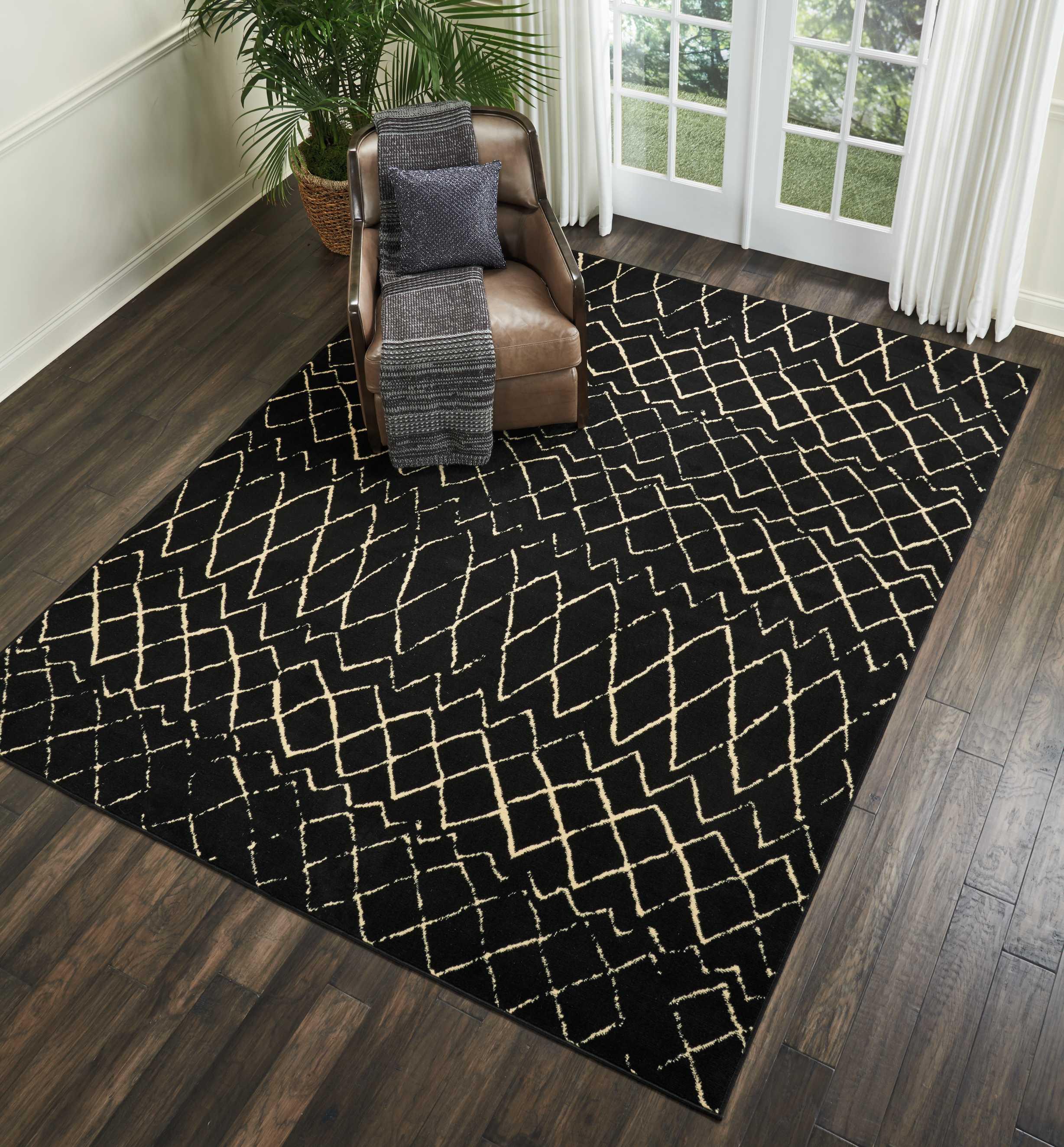 Nourison Grafix Black Area Rug GRF04 7'10"X9'10"