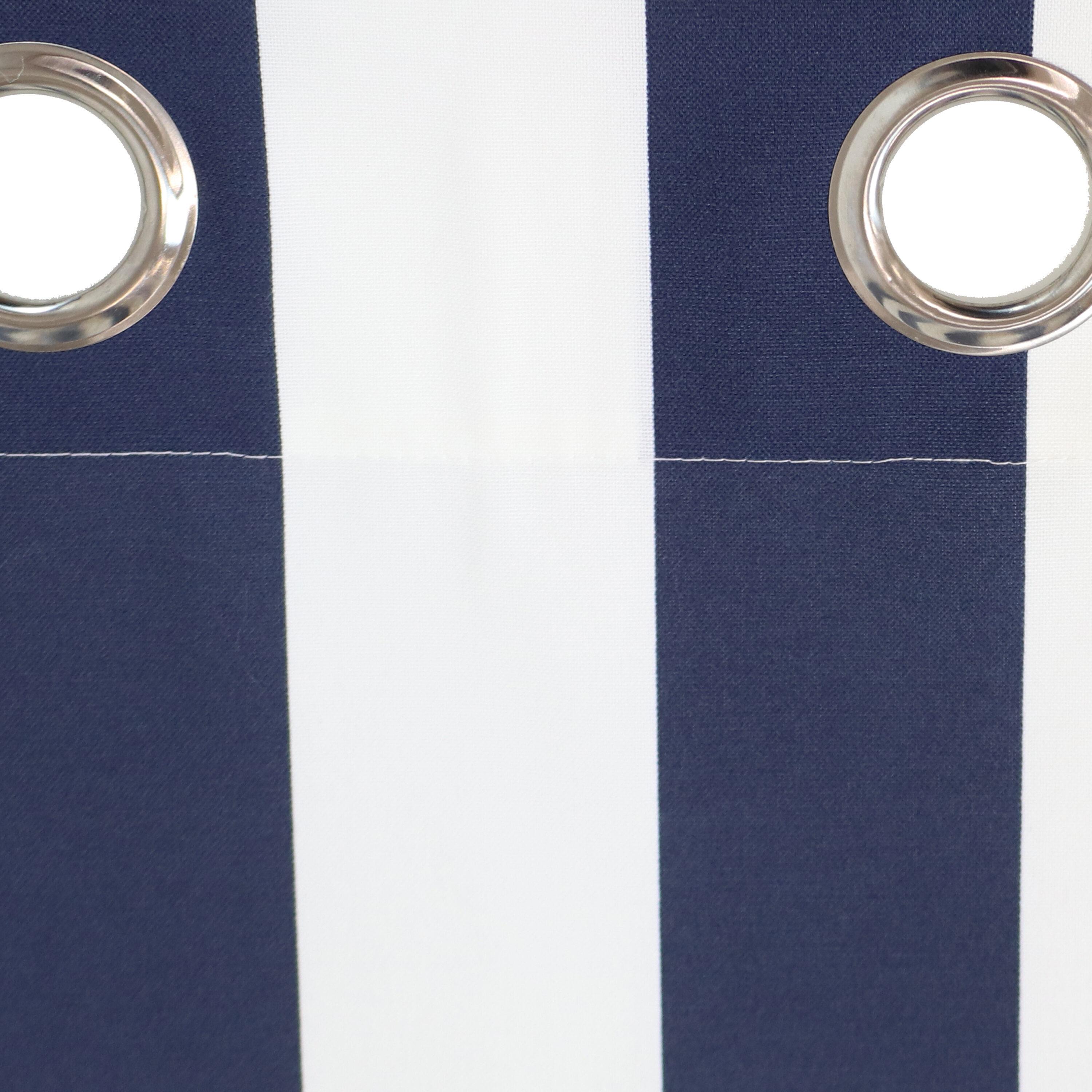 Sunnydaze Modern 2-Piece Blue and White Stripe Light-Filtering Curtain Set