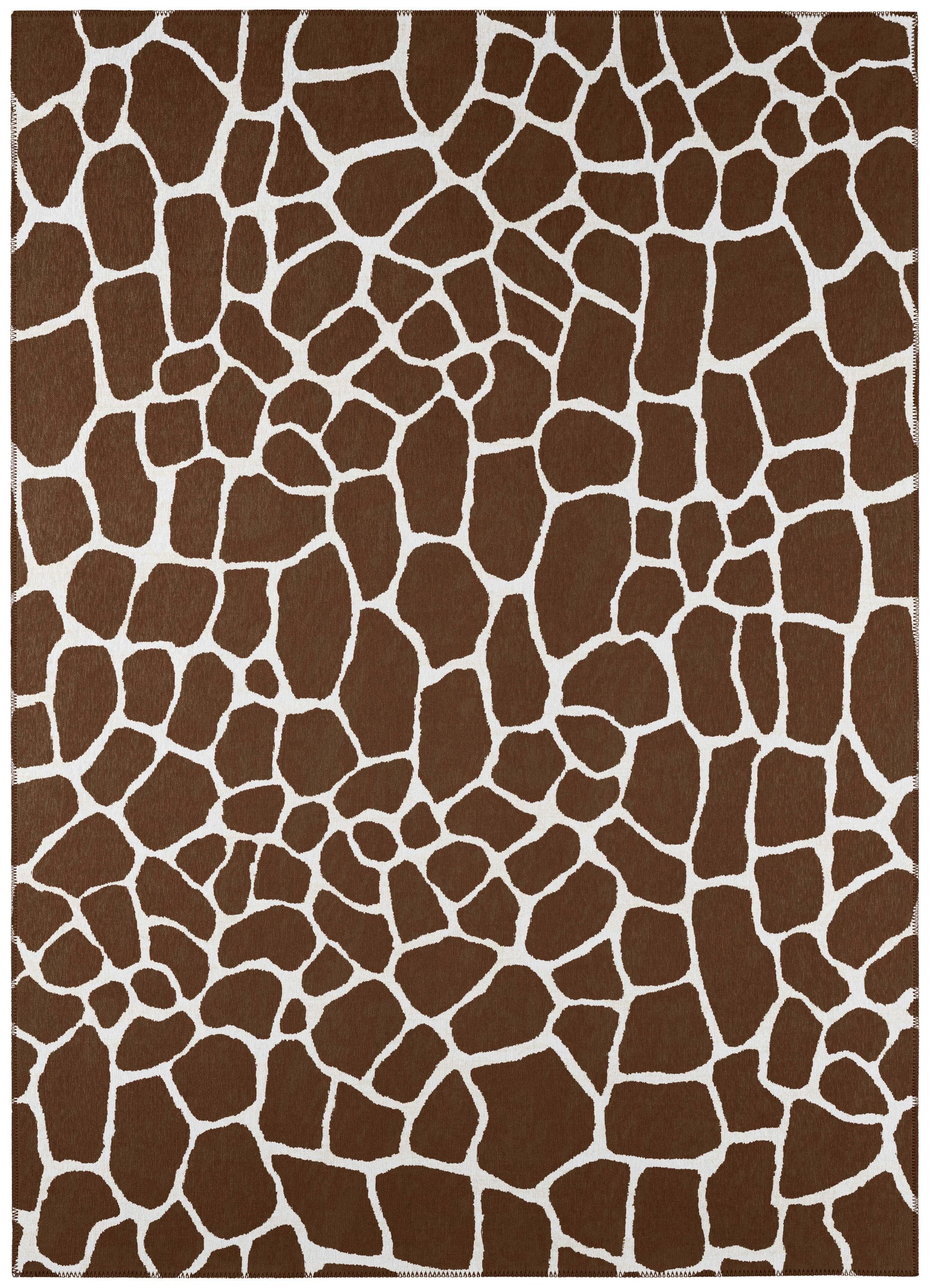 Safari Brown Giraffe Animal Print 9' x 12' Non-Skid Area Rug