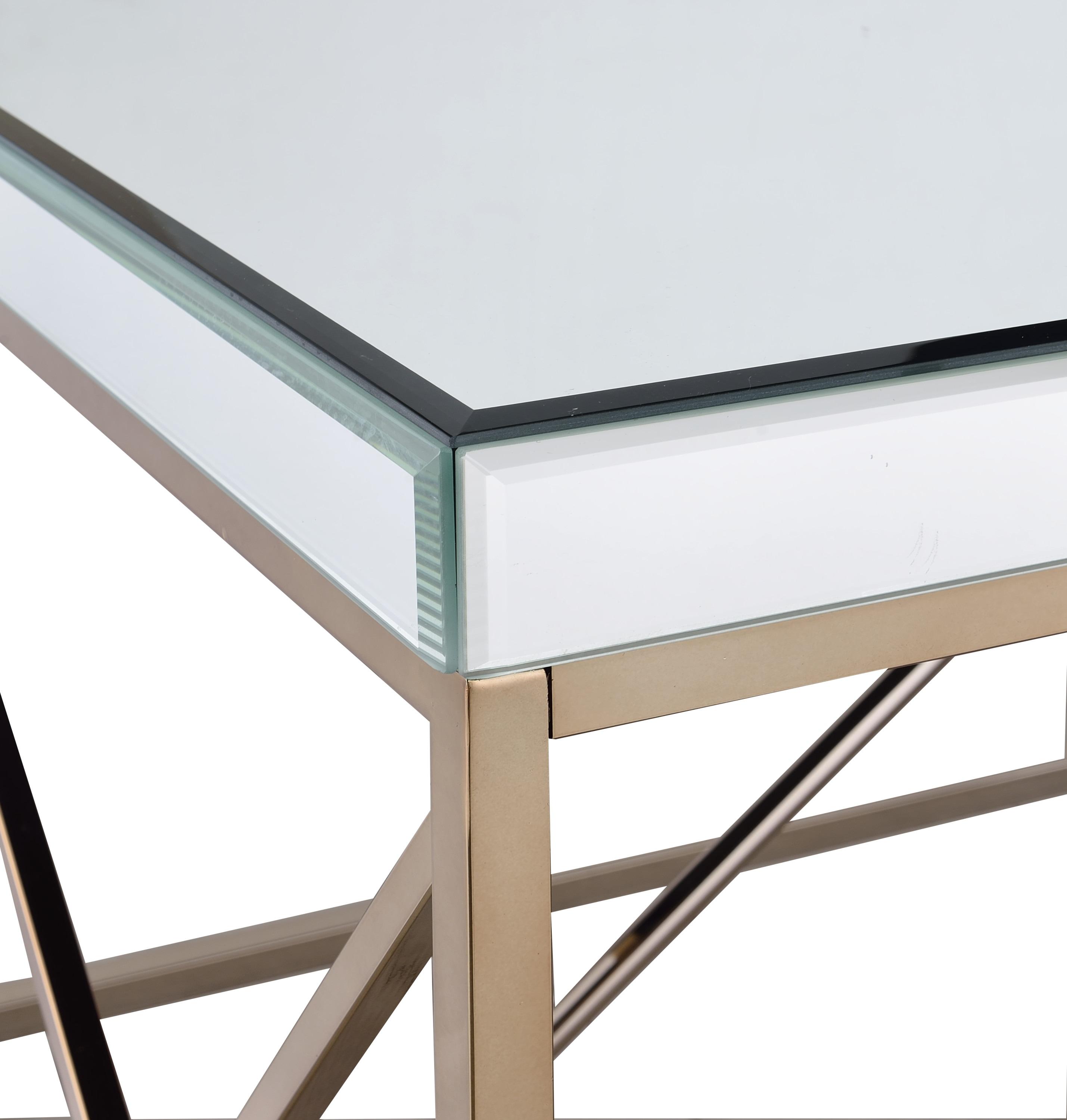 Steve Silver Evelyn Square Mirror Top End Table, Copper