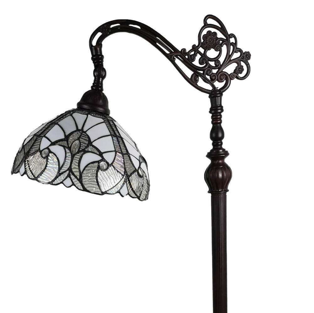 Amora Lighting Tiffany Style White Reading Floor Lamp 62" High