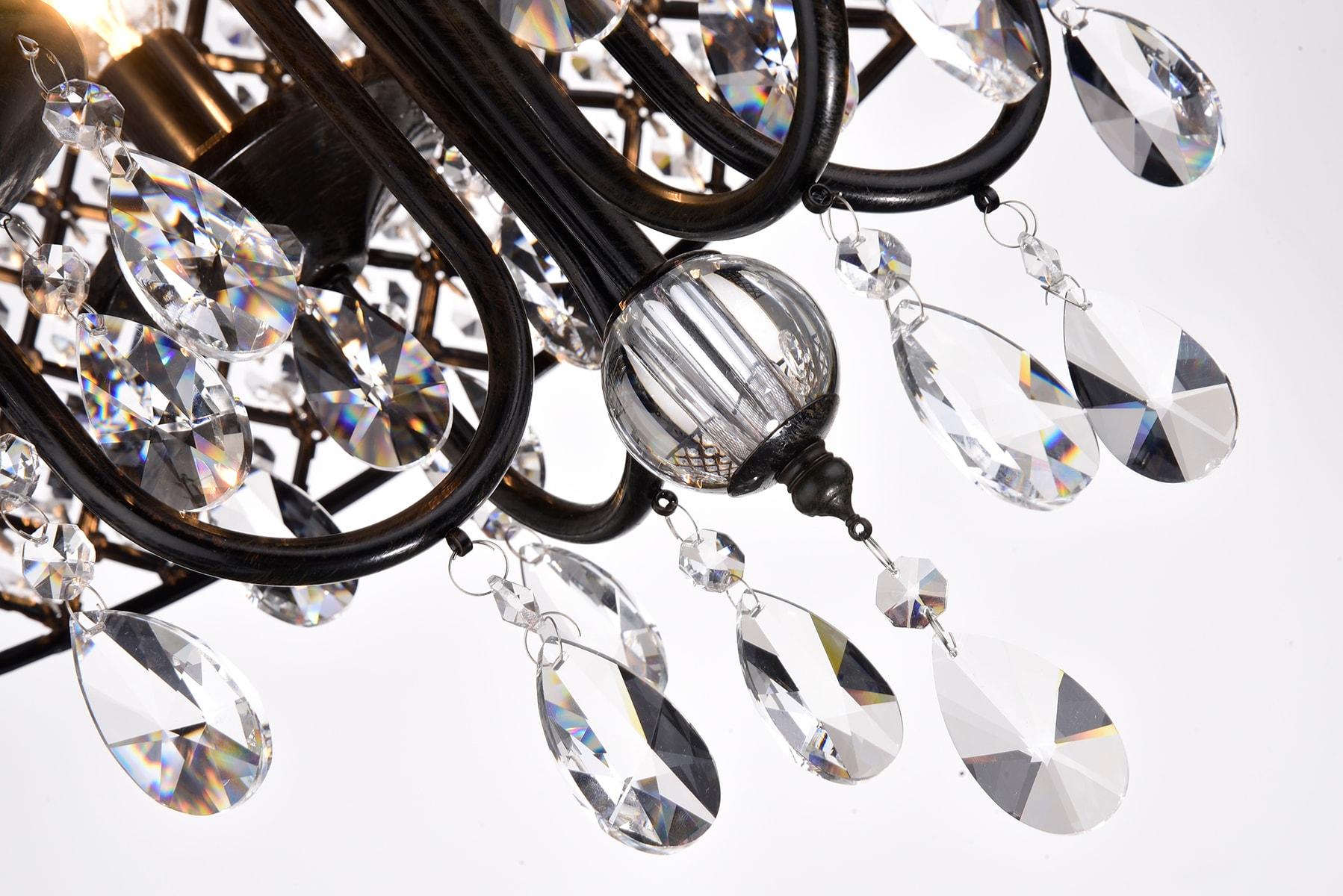 Antique Black Crystal Drum Shade 4-Light Chandelier