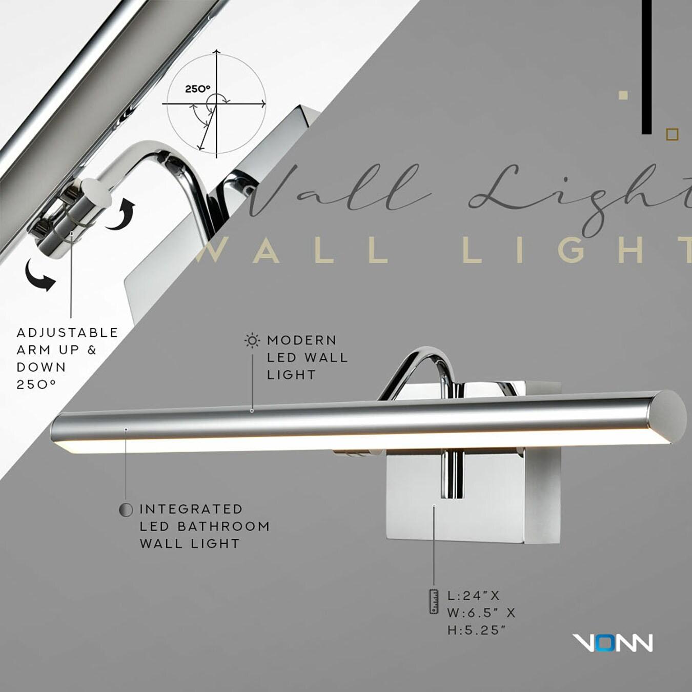 Procyon 24-in Adjustable Bar Vanity Light Integrated LED ETL Certified Bathroom Wall Lighting