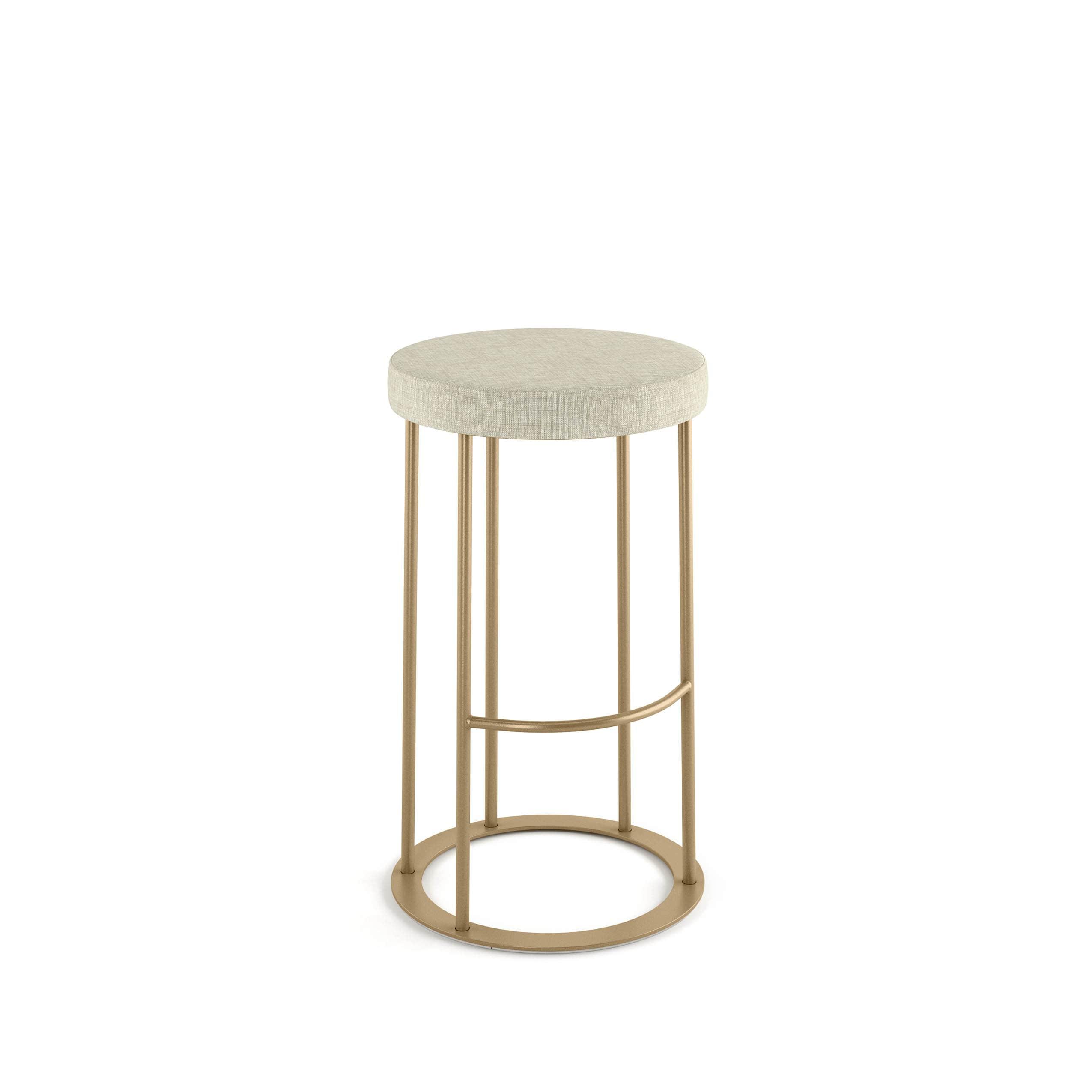 Amisco Iris 30 In. Bar Stool - Light Beige PVC / Golden Metal