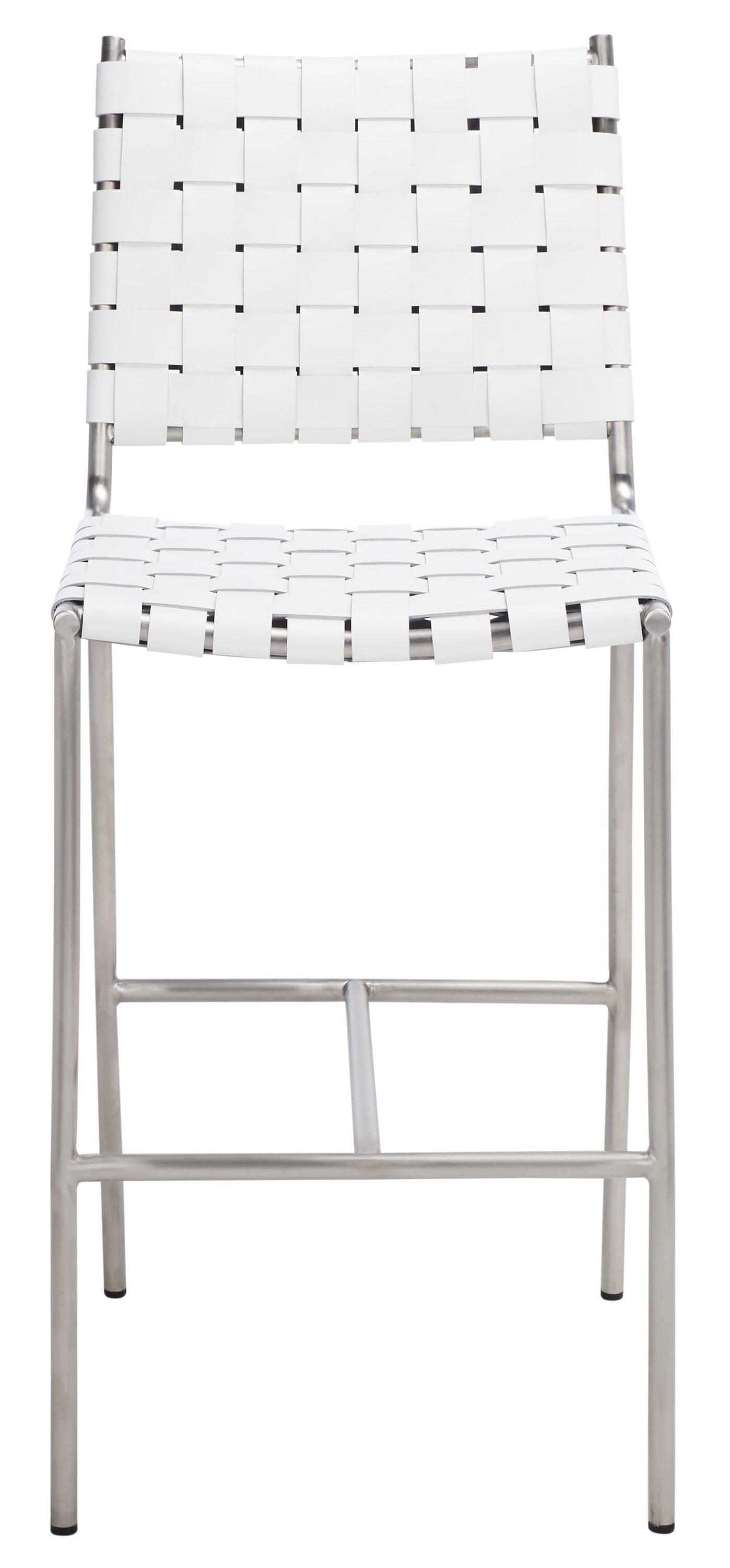 Olenna Woven Counter Stool - BST3011 - White/Silver - Safavieh