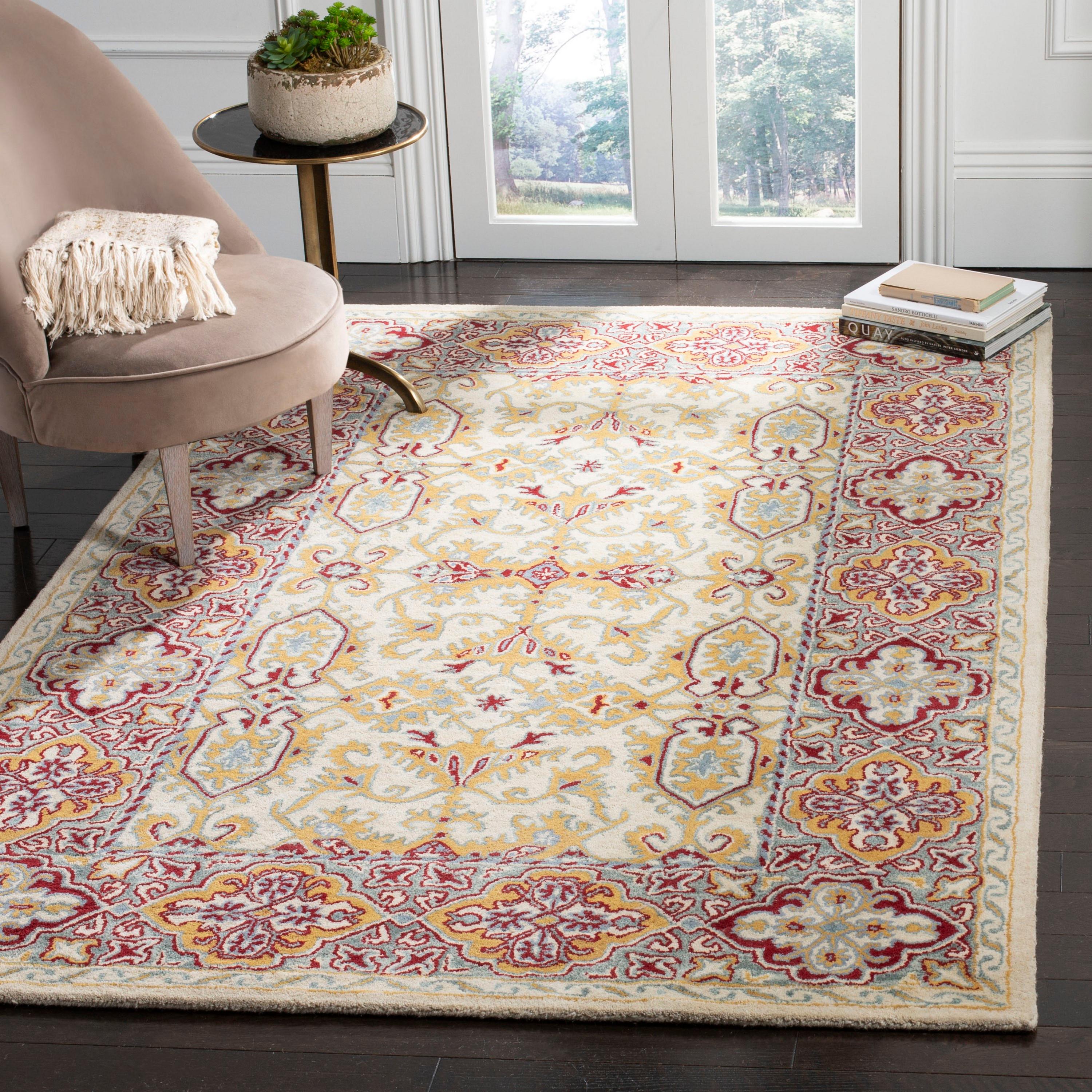 Heritage HG739 Hand Tufted Area Rug - Ivory/Blue - 8'x10' - Safavieh.