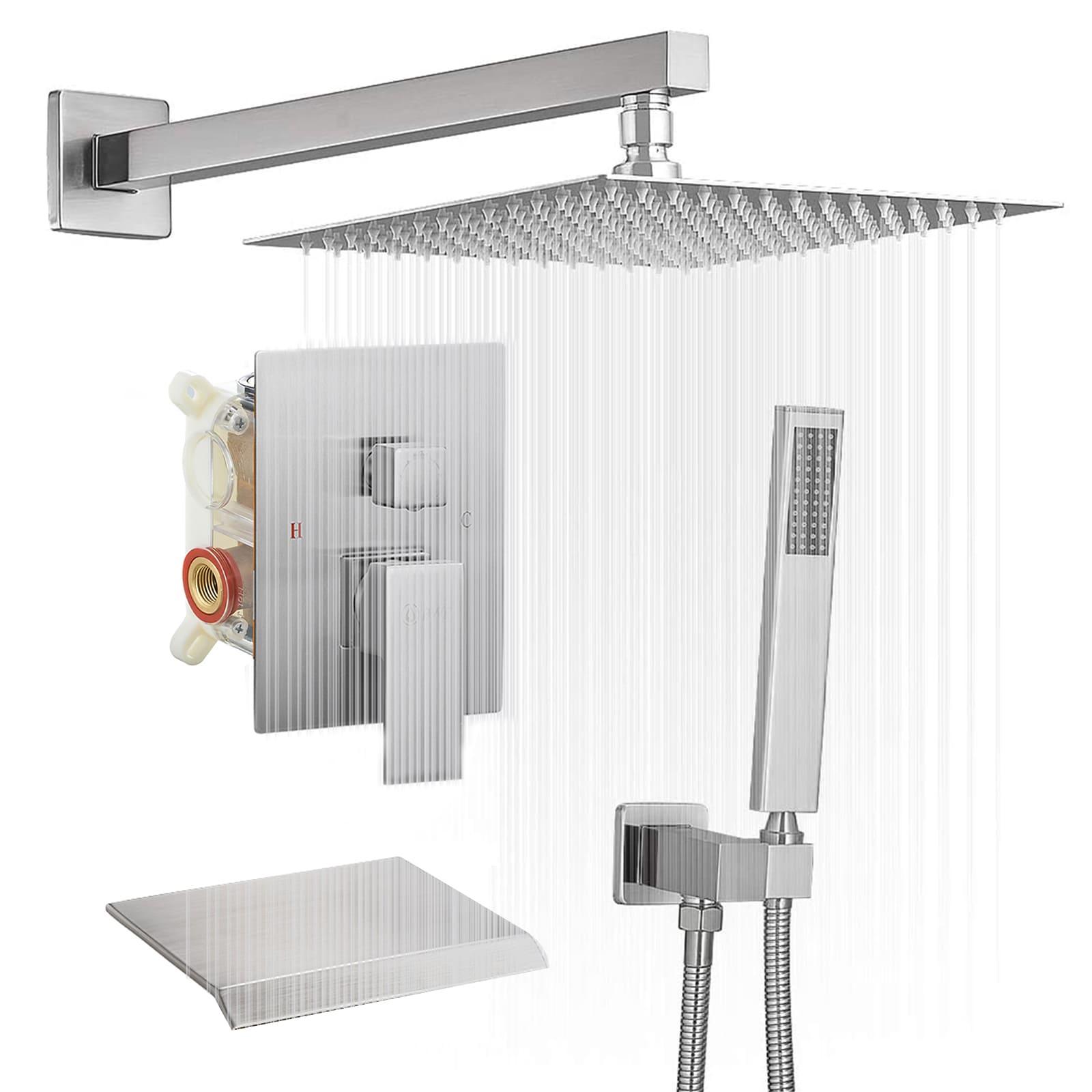 3-Spray Patterns With 2.5 GPM 10 in. Showerhead Wall Mounted Dual Shower Heads With Valve