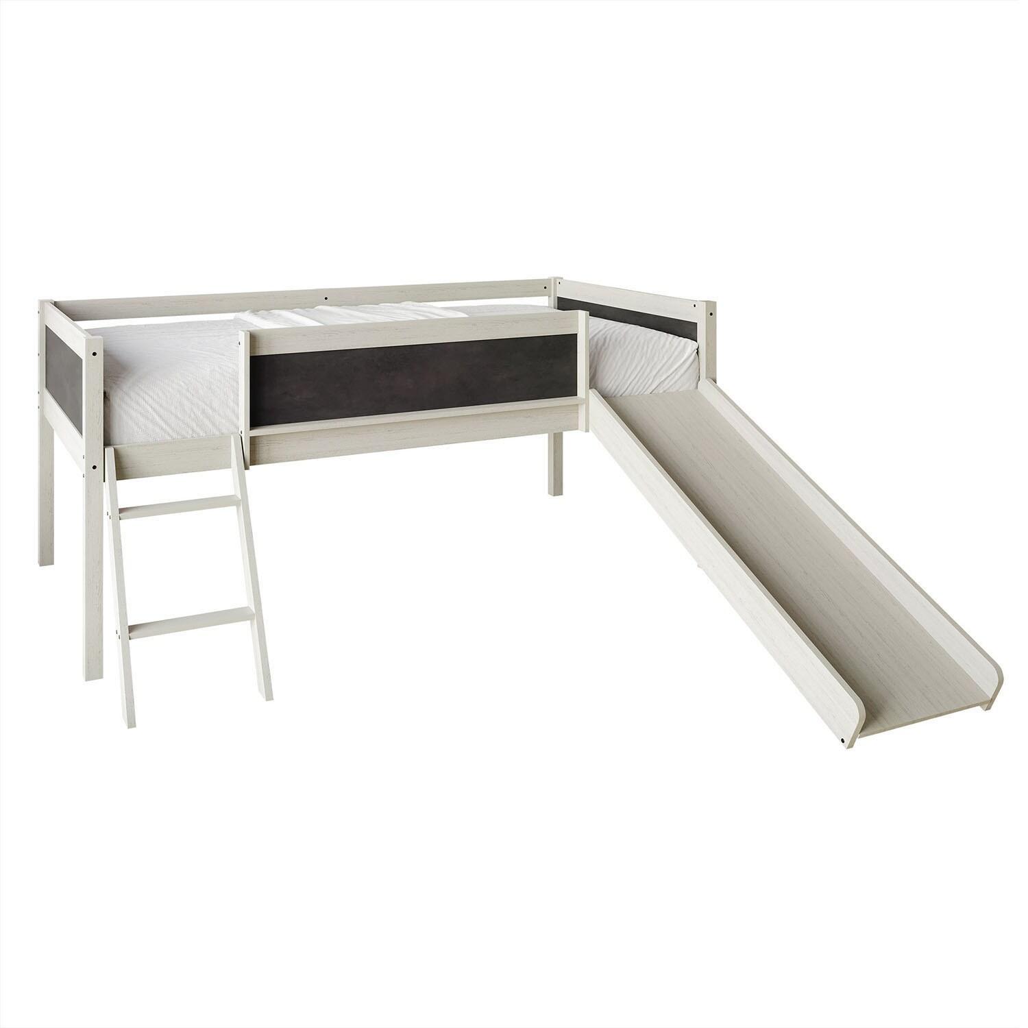 ChaletPosh Twin Size Wooden Loft Bed in Antique Grey