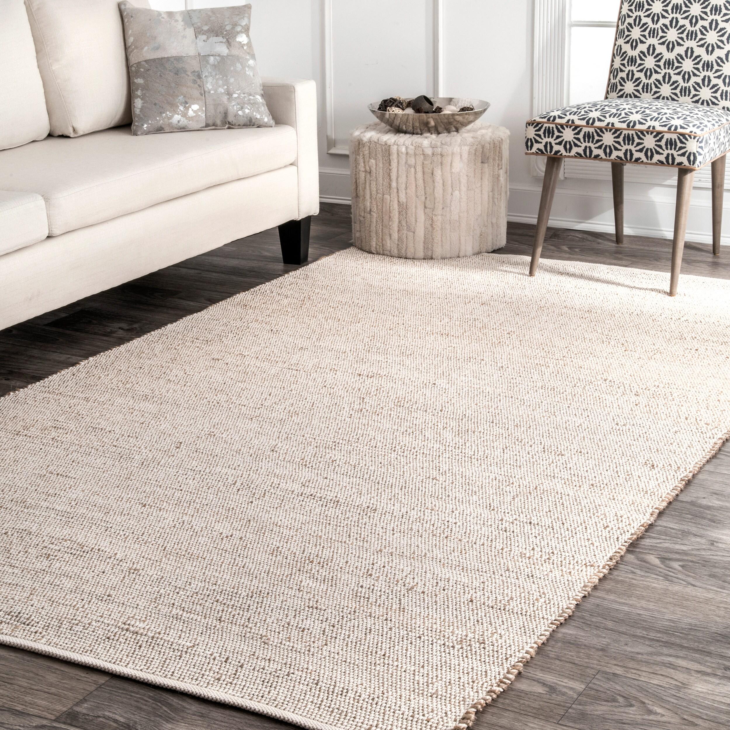 Nuloom 2x8 Elfriede Jute & Cotton Hand Woven Indoor Area Rug, Natural, Solid Rustic Farmhouse Style Natural Fiber Bedroom, Living Room,