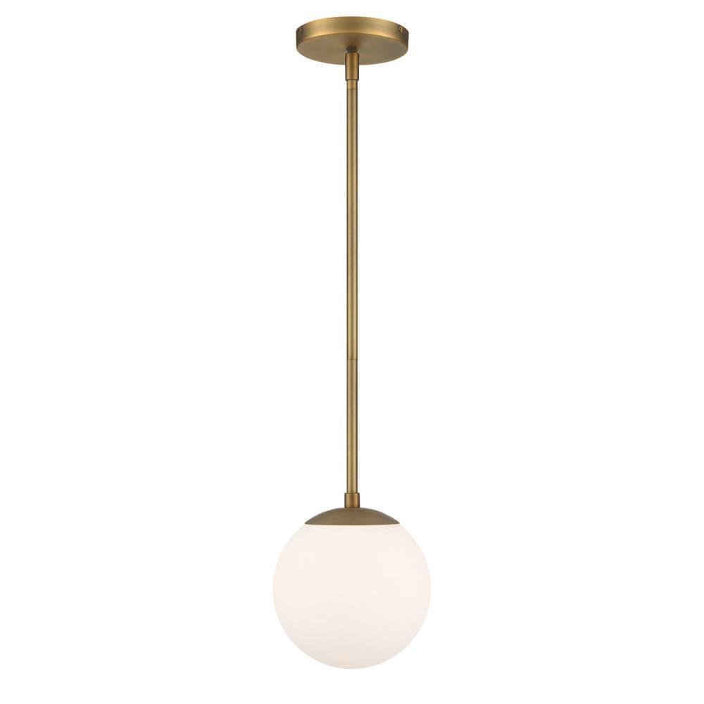 Niveous 7" Globe LED Pendant Light with Aged Brass and Chrome