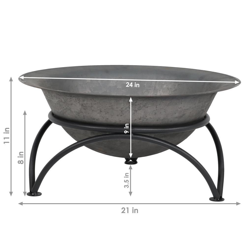 SunnyDaze Decor 23.5" Round Wood-Burning Dark Gray Finish Cast Iron Fire Pit Bowl and Stand