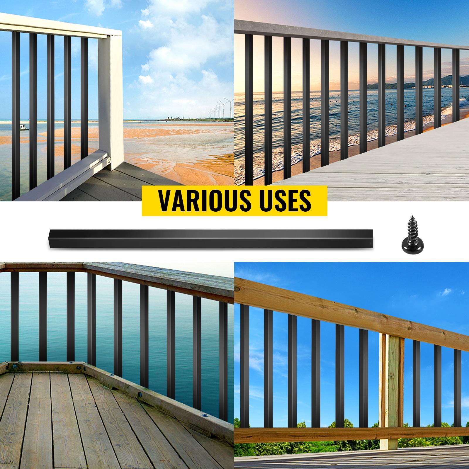 KFFKFF Aluminum Alloy Deck Railing for Wood and Composite Deck, Square Baluster for Outdoor Stair Deck Porch Deck Balusters, 101 Pack Metal Deck Spindles, 32"x0.8" Staircase Baluster with Screws
