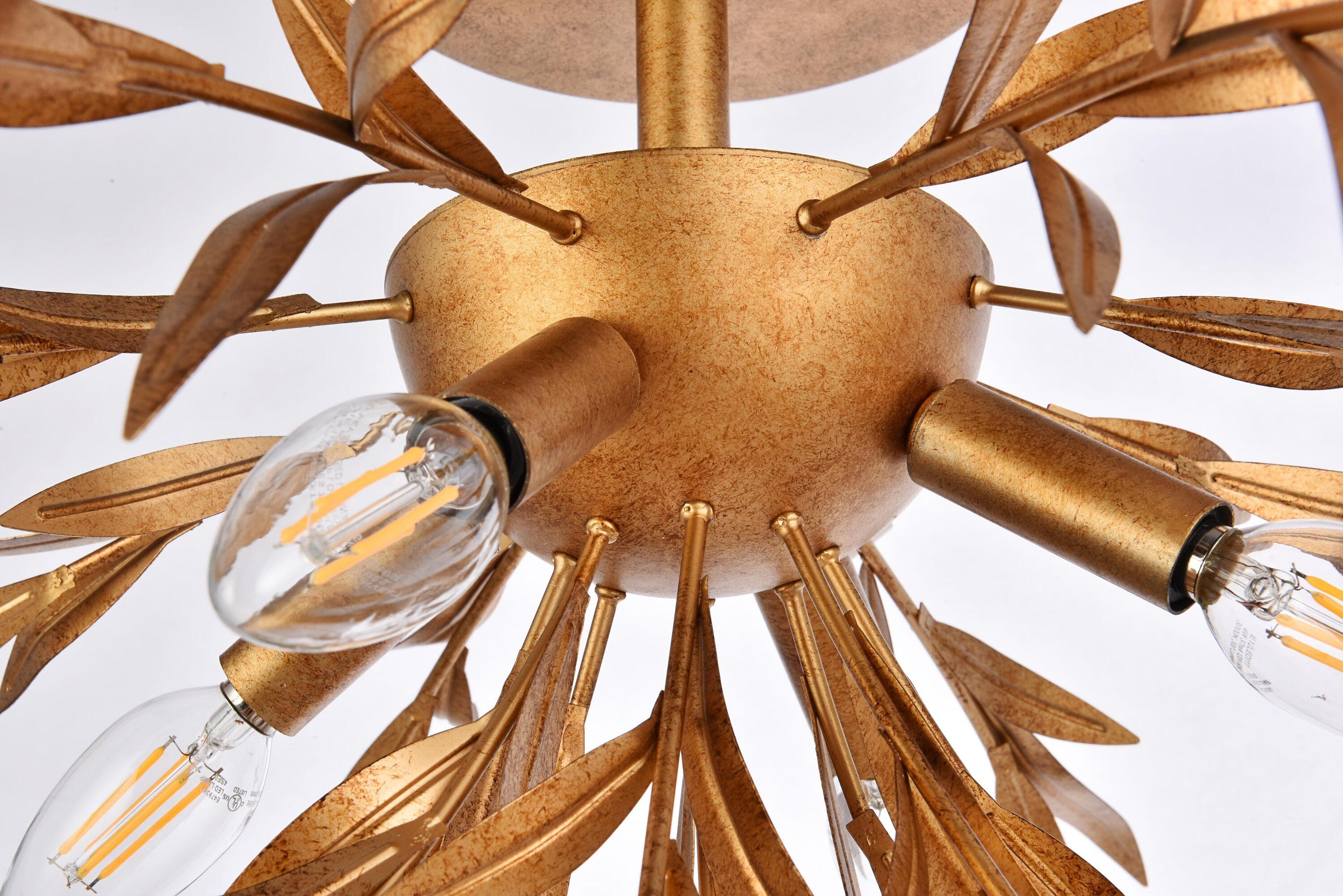 Elegant Lighting Priscilla 18.5 inch flush mount in gold leaf