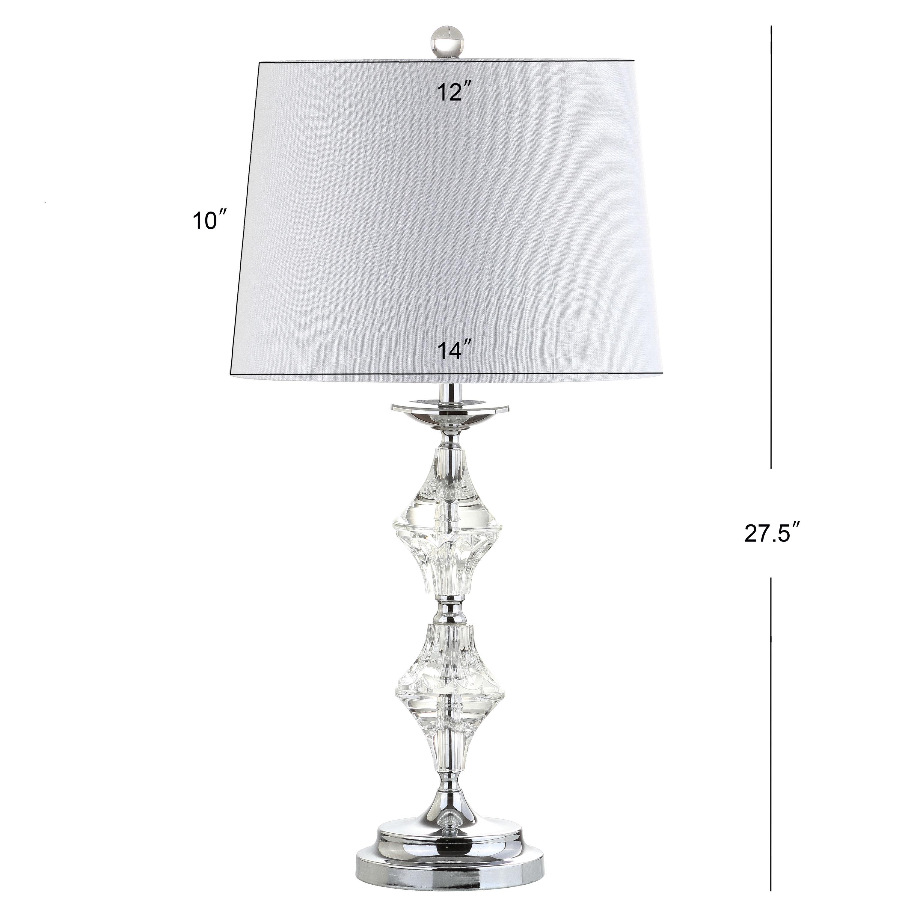 JONATHAN Y JYL2037A-SET2 Madison 27.5" Crystal LED Table Lamp, Clear/Chrome (Set of 2)