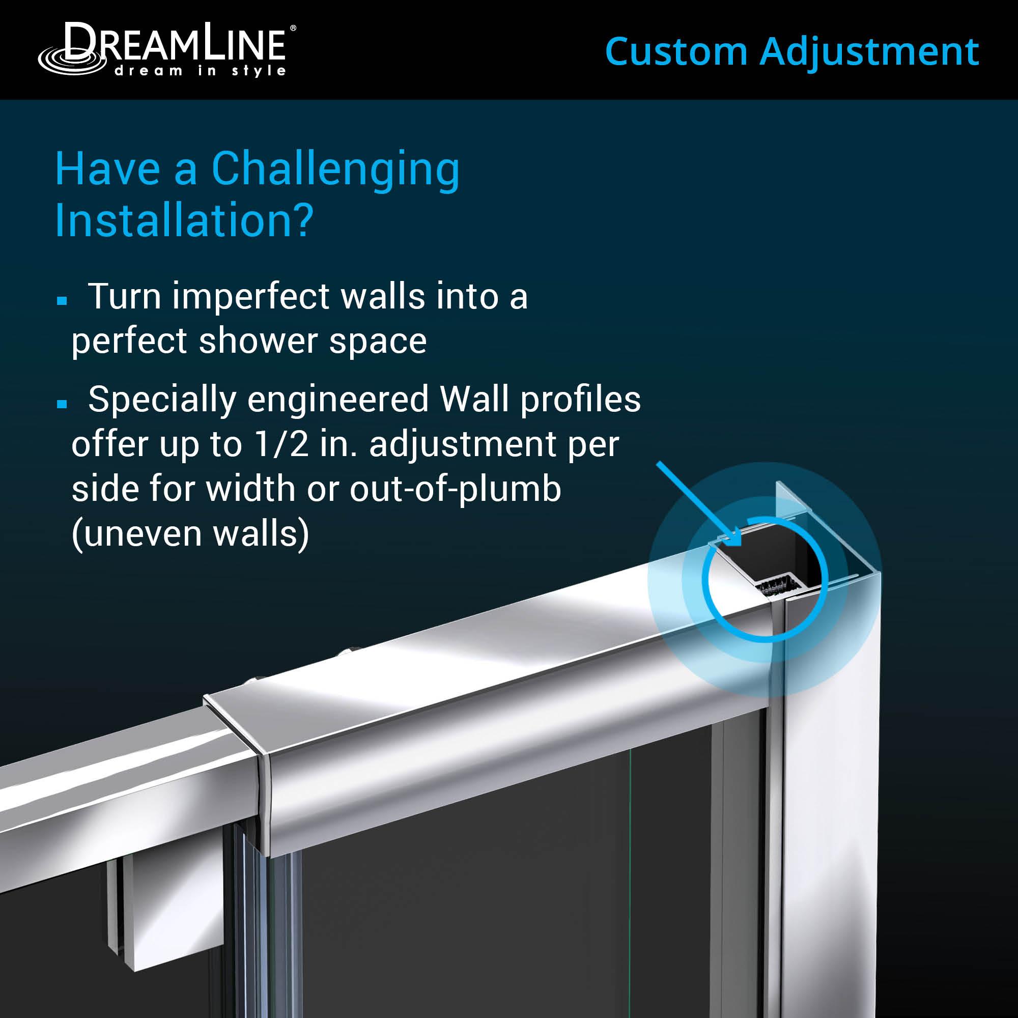 Flex 48" x 36" Chrome Semi-Frameless Pivot Shower Enclosure