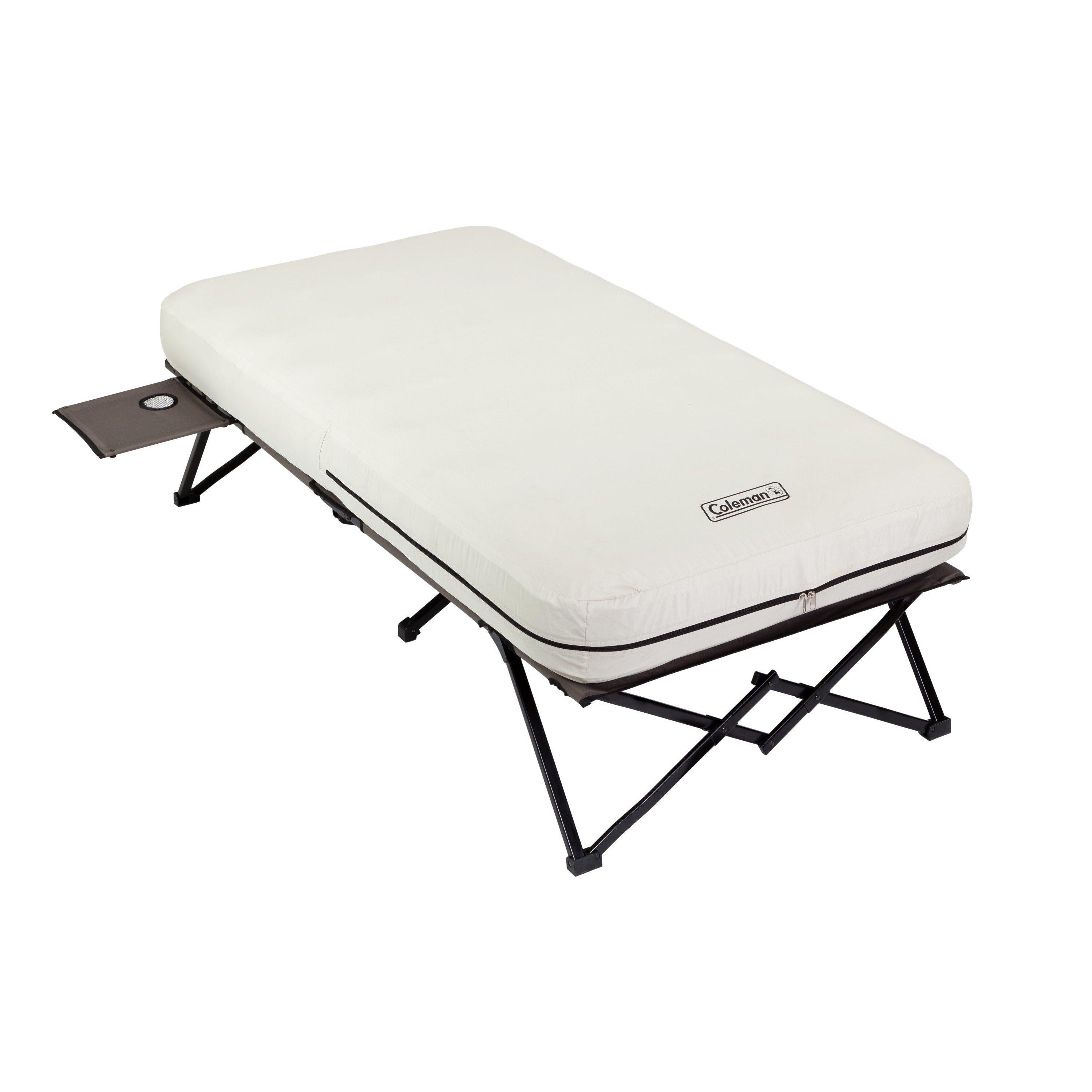 Coleman Camping Cot with Side Tables, Air Mattress & Battery Pump, Twin