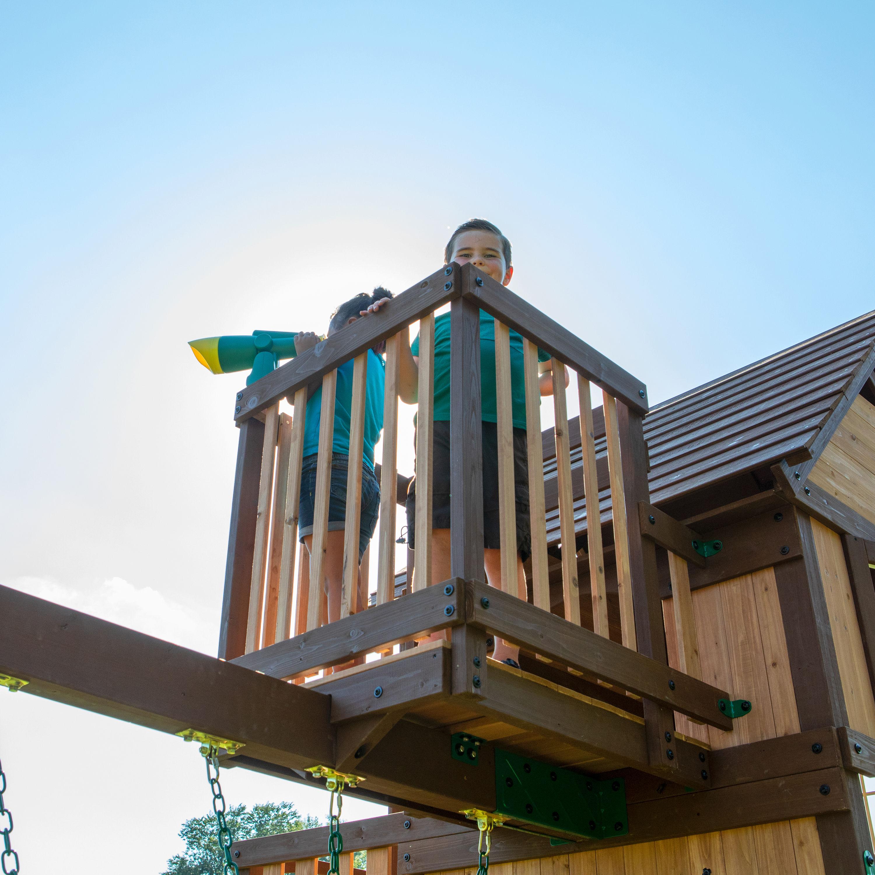 Backyard Discovery Skyfort with Tube Slide Swing Set