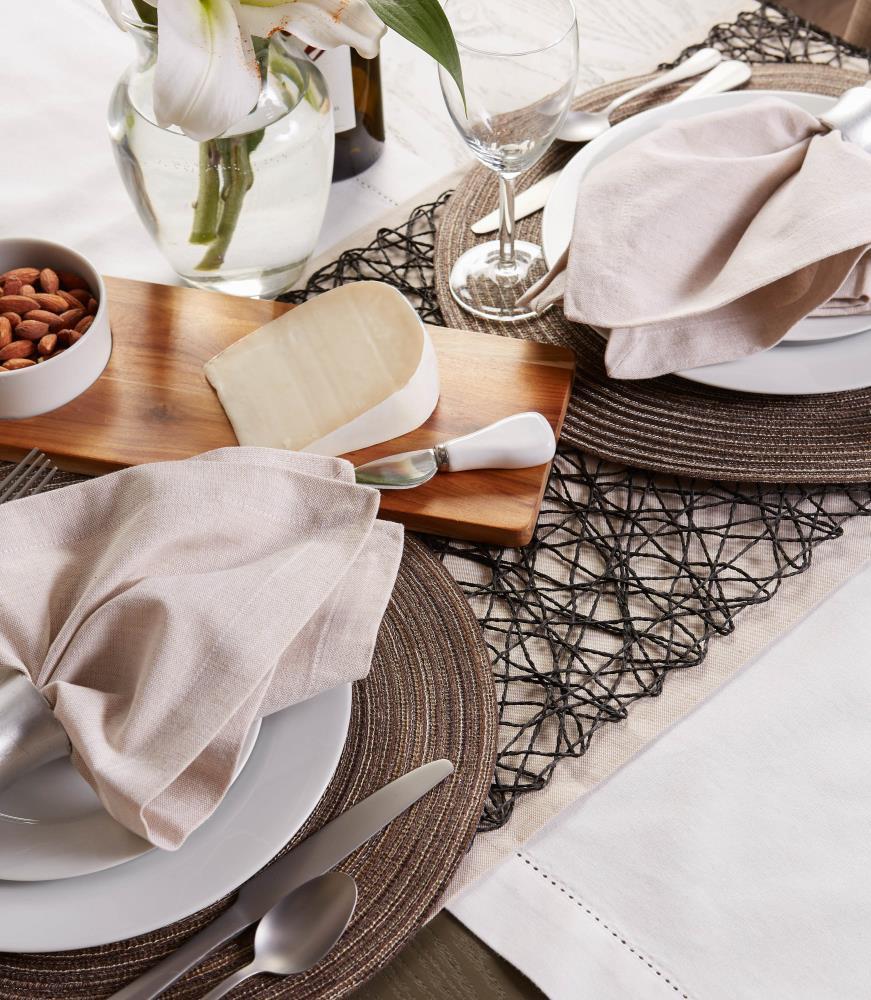 Set of 6 Variegated Lurex Round Woven Placemat Brown - Design Imports