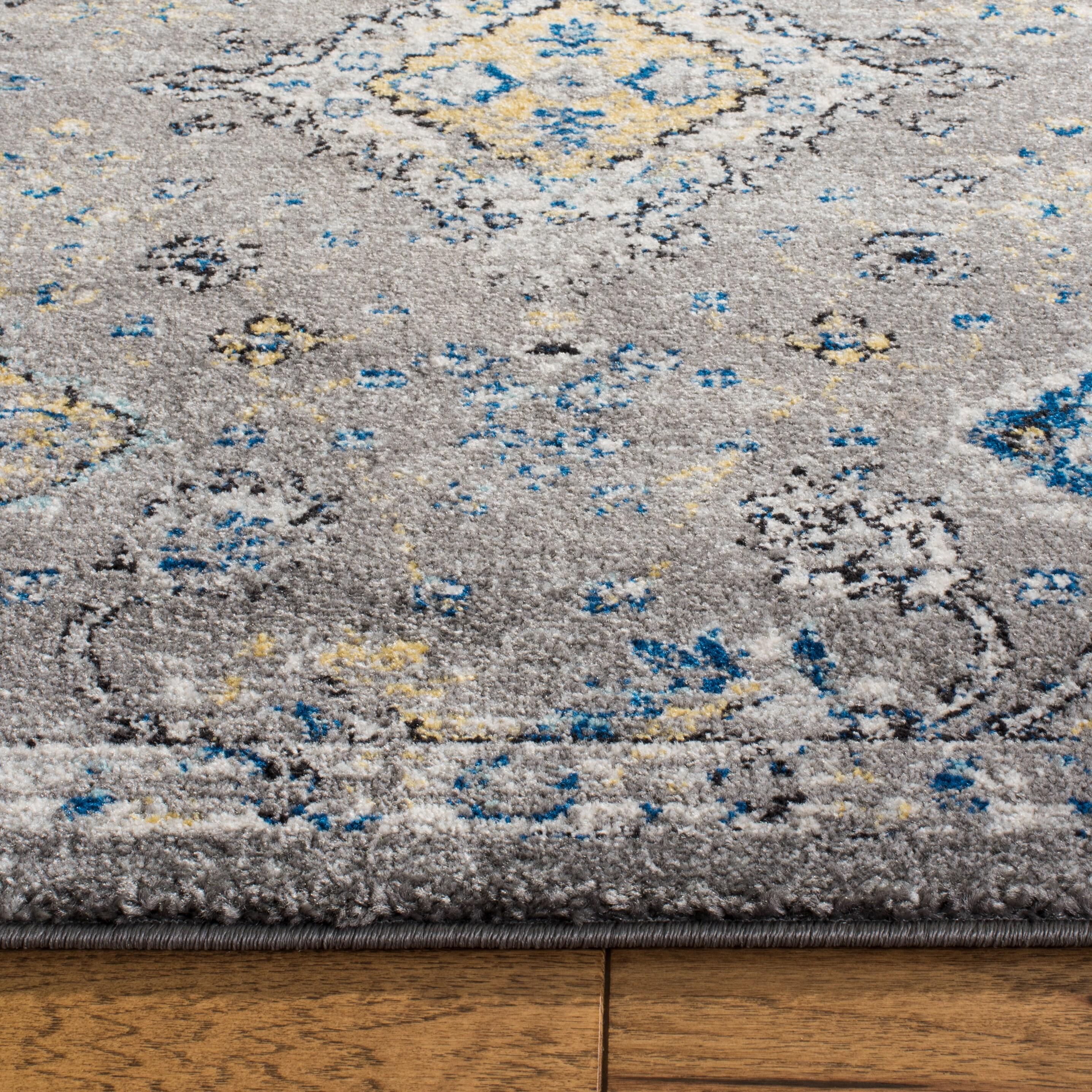 Evoke EVK224 Power Loomed Area Rug - Dark Grey/Yellow - 4'x6' - Safavieh.