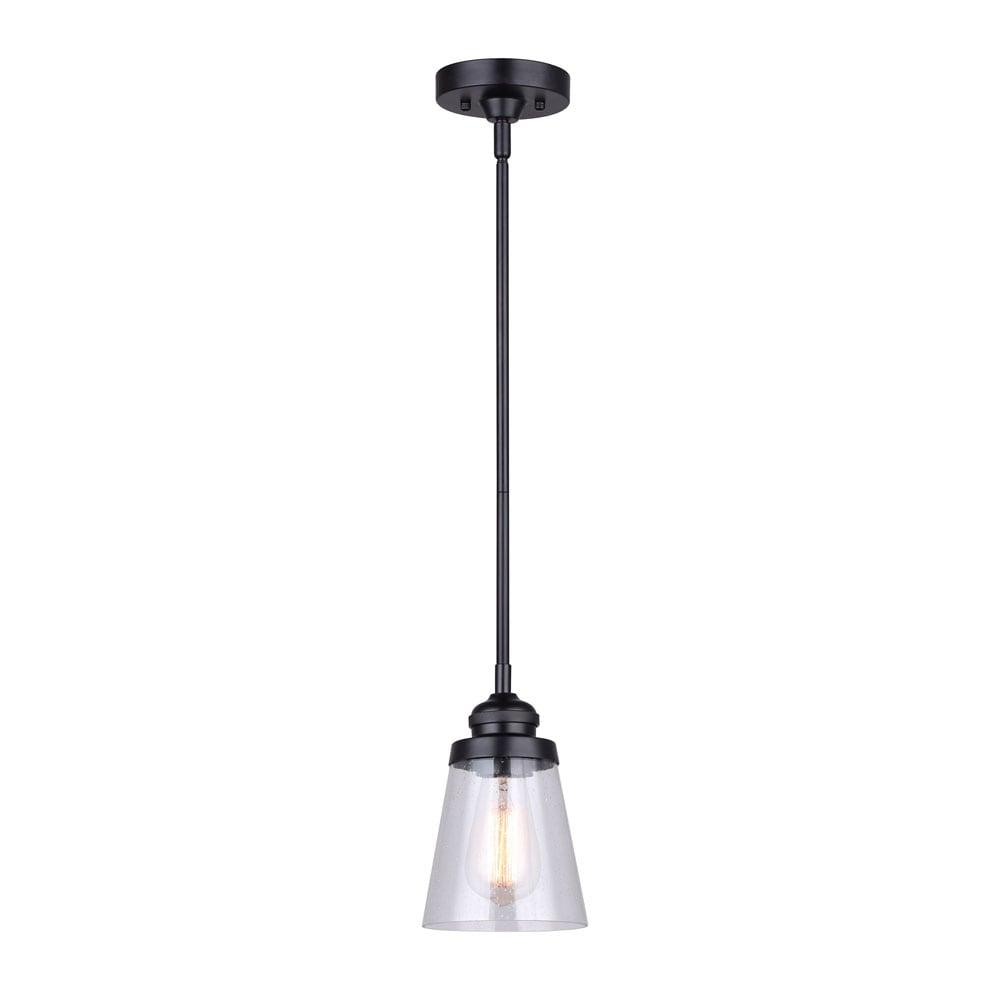 Canarm  1 Light Pendant, Black Finish Matte Black