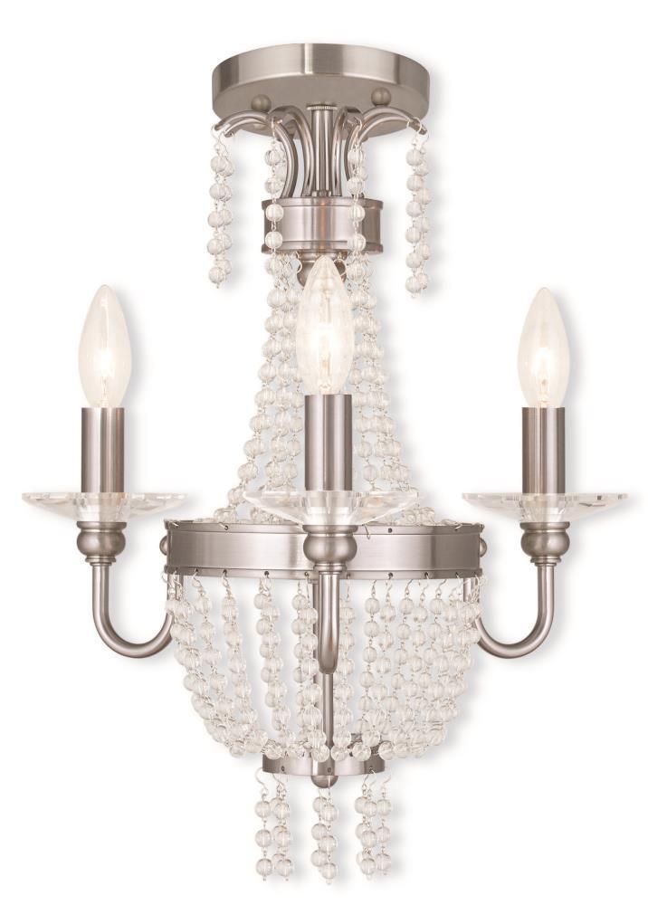 Brushed Nickel Mini Crystal 3-Light Chandelier