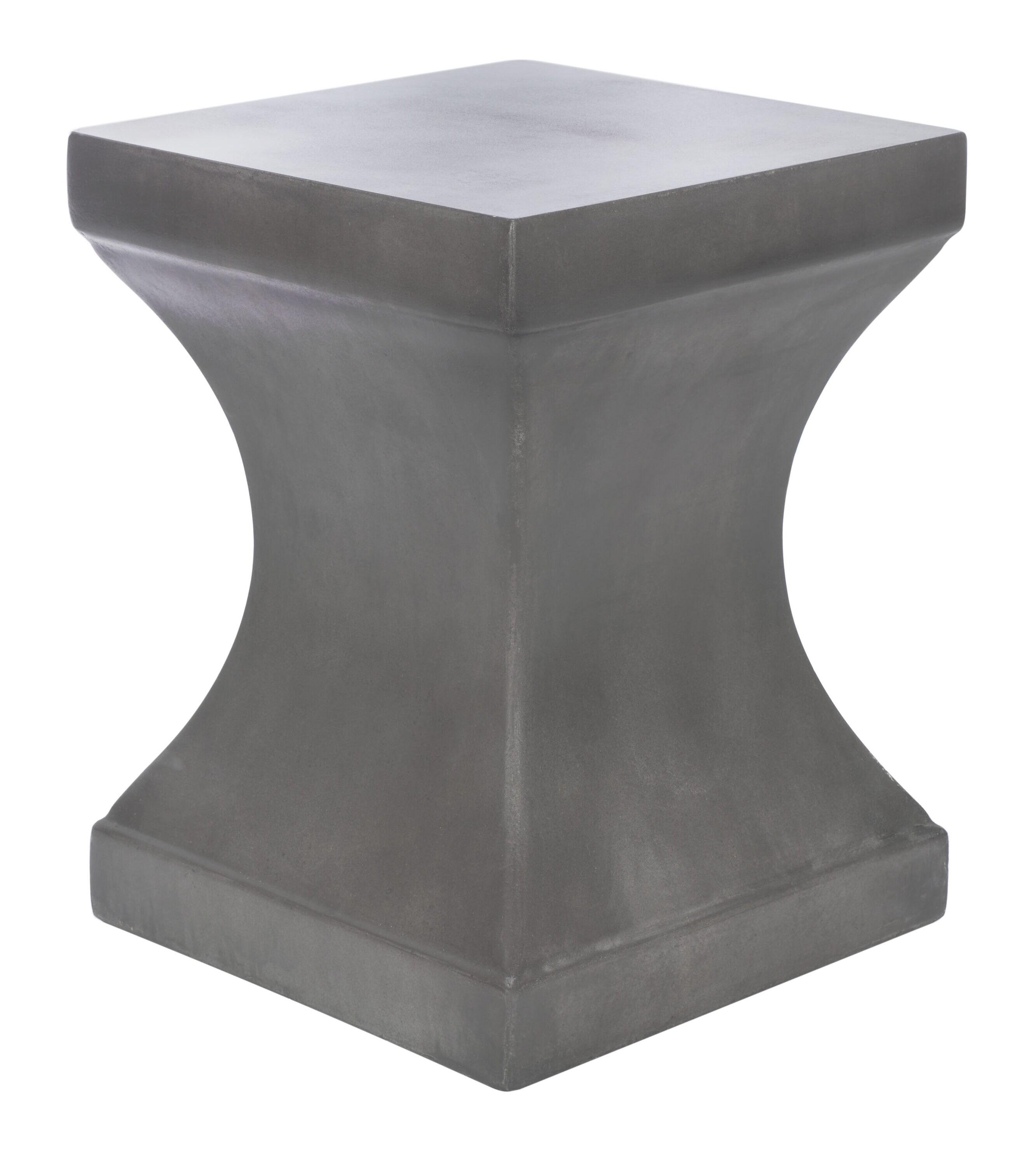 Curby Concrete Indoor/Outdoor Accent Stool - Dark Grey - Safavieh