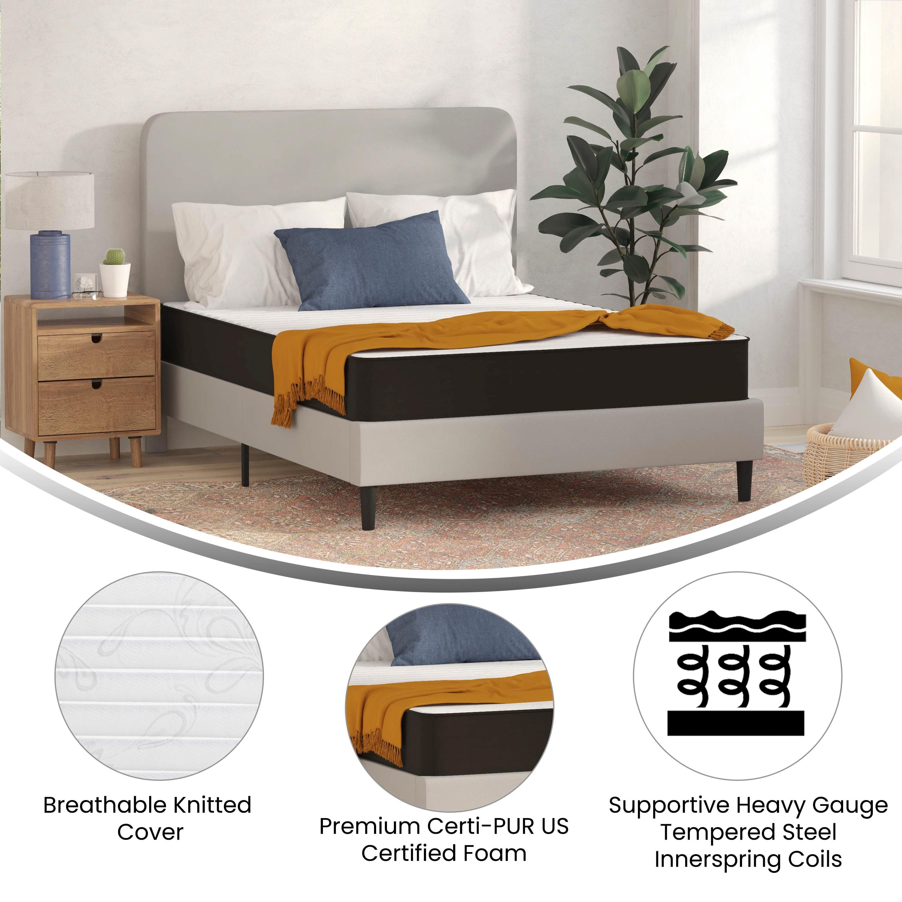 Flash Furniture Capri Comfortable Sleep 8 Inch CertiPUR-US Certified Foam and Innerspring Hybrid Mattress, Full Mattress in a Box