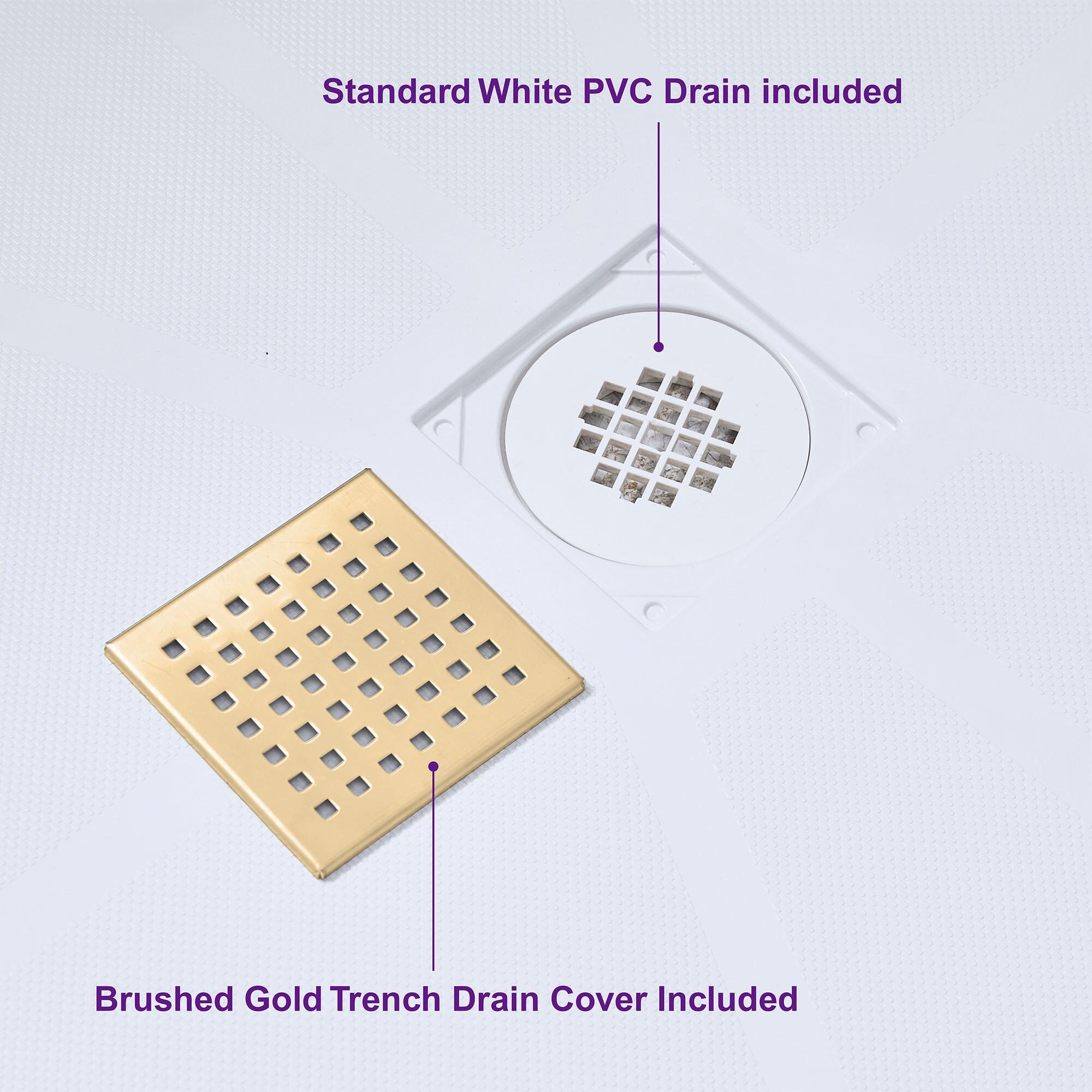 48" W x 36" Solid Surface Single Threshold Shower Pan Base with Drain Assembly & Drain Cover Included, Non-Slip