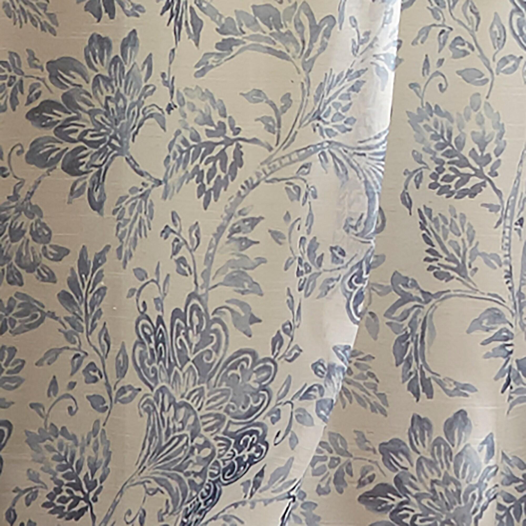 Westport Floral Tie-Top Cottagecore Sheer Single Window Curtain Panel - 52" x 84" - Indigo - Elrene Home Fashions