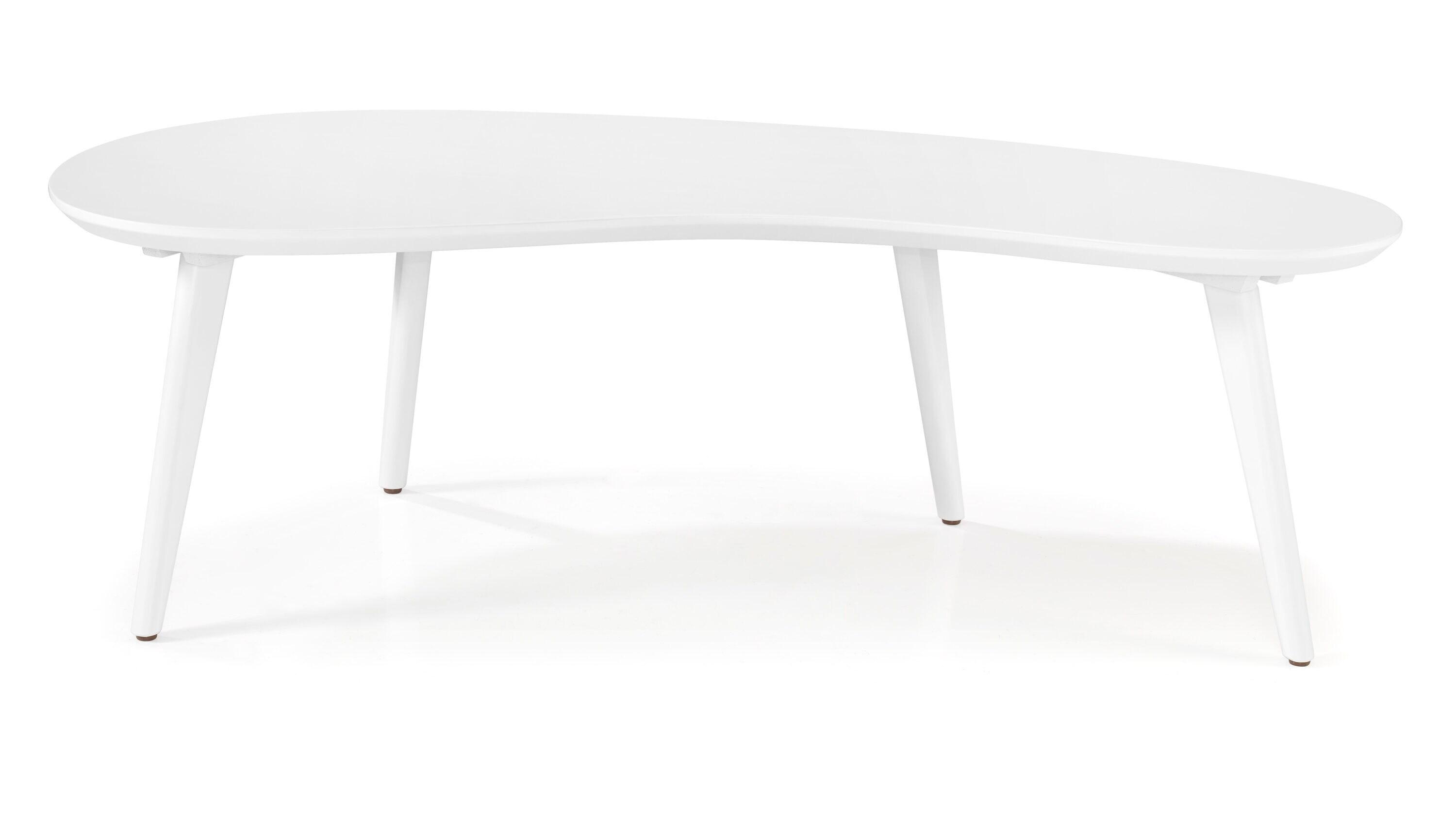 Camaflexi Mid Century Modern Coffee Table Small Tabletop Wood Coffee Desk, White