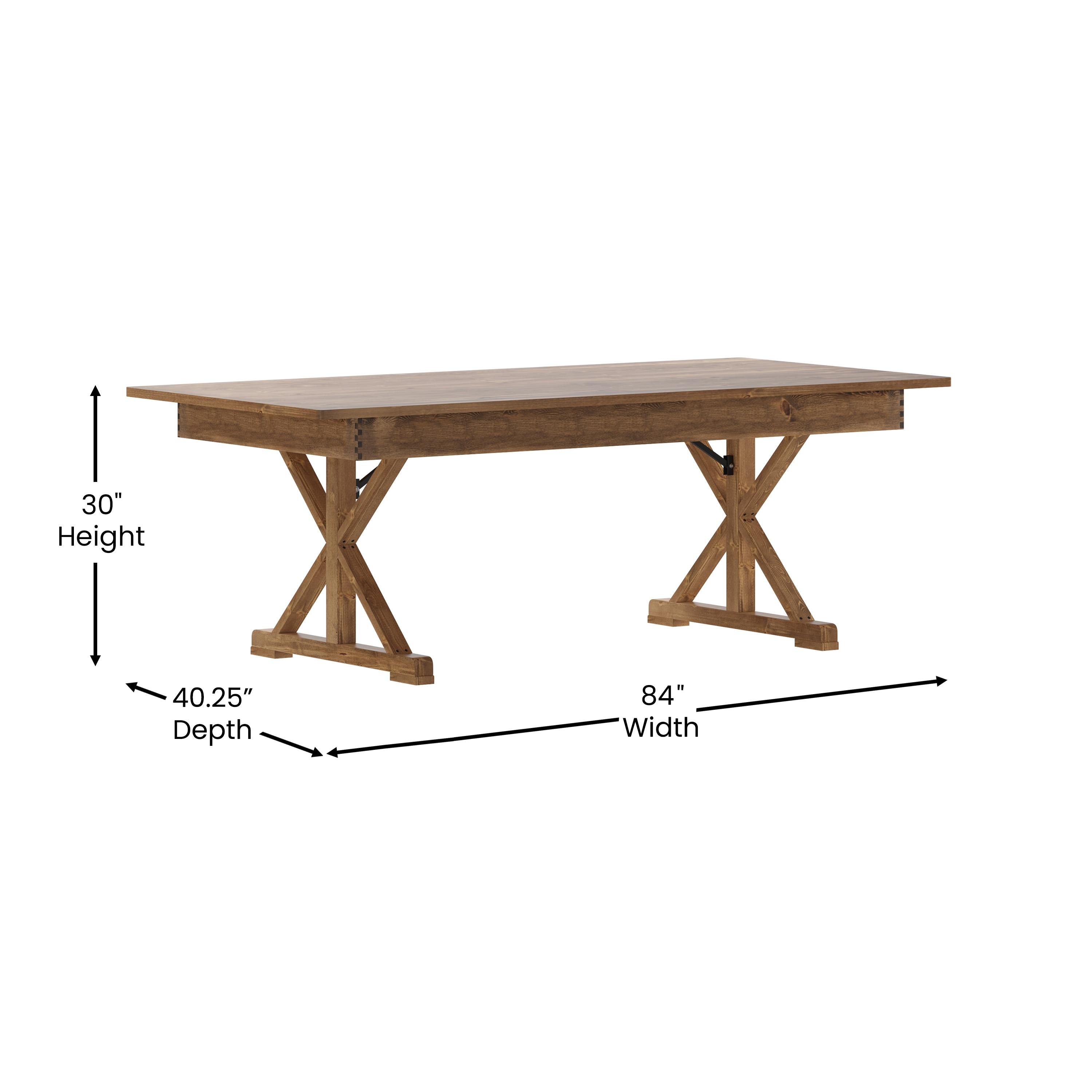 Flash Furniture Eternity Rectangular Solid Pine Farm Dining Table with Folding X-Style Legs