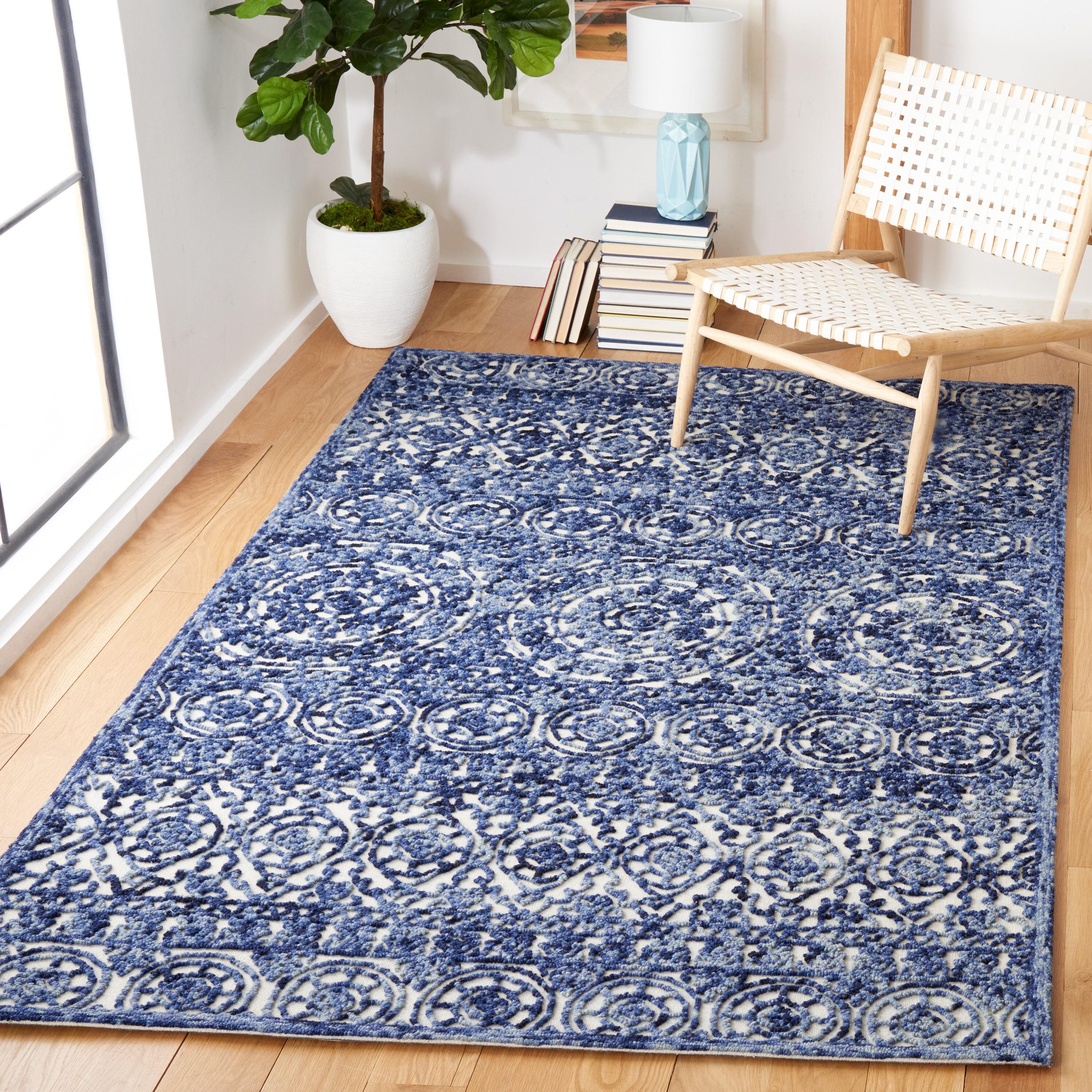 Trace TRC701 Hand Tufted Area Rug - Navy/Ivory - 5'x8' - Safavieh.