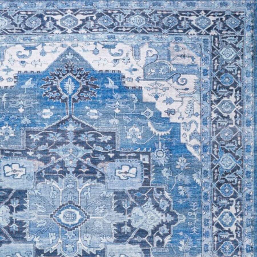 2' x 8' Maris Ornate Medallion Machine Washable Indoor/Outdoor Runner Rug, Blue/Navy - JONATHAN Y