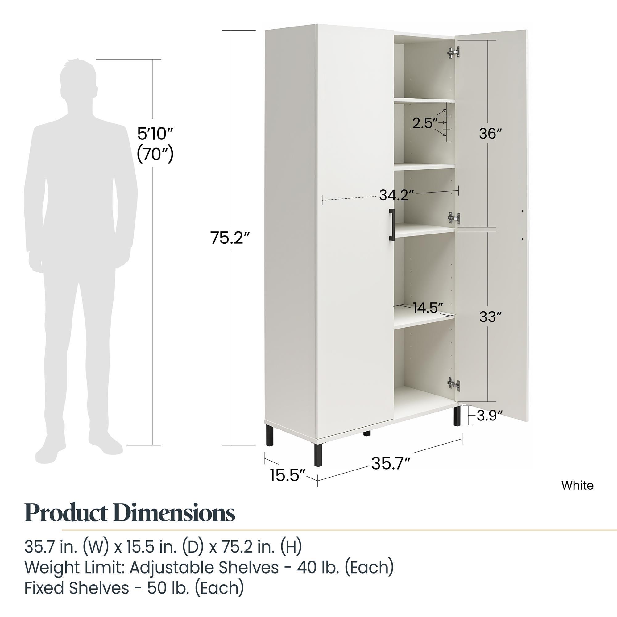 Versa 36" Wide 2 Door Storage Cabinet, White