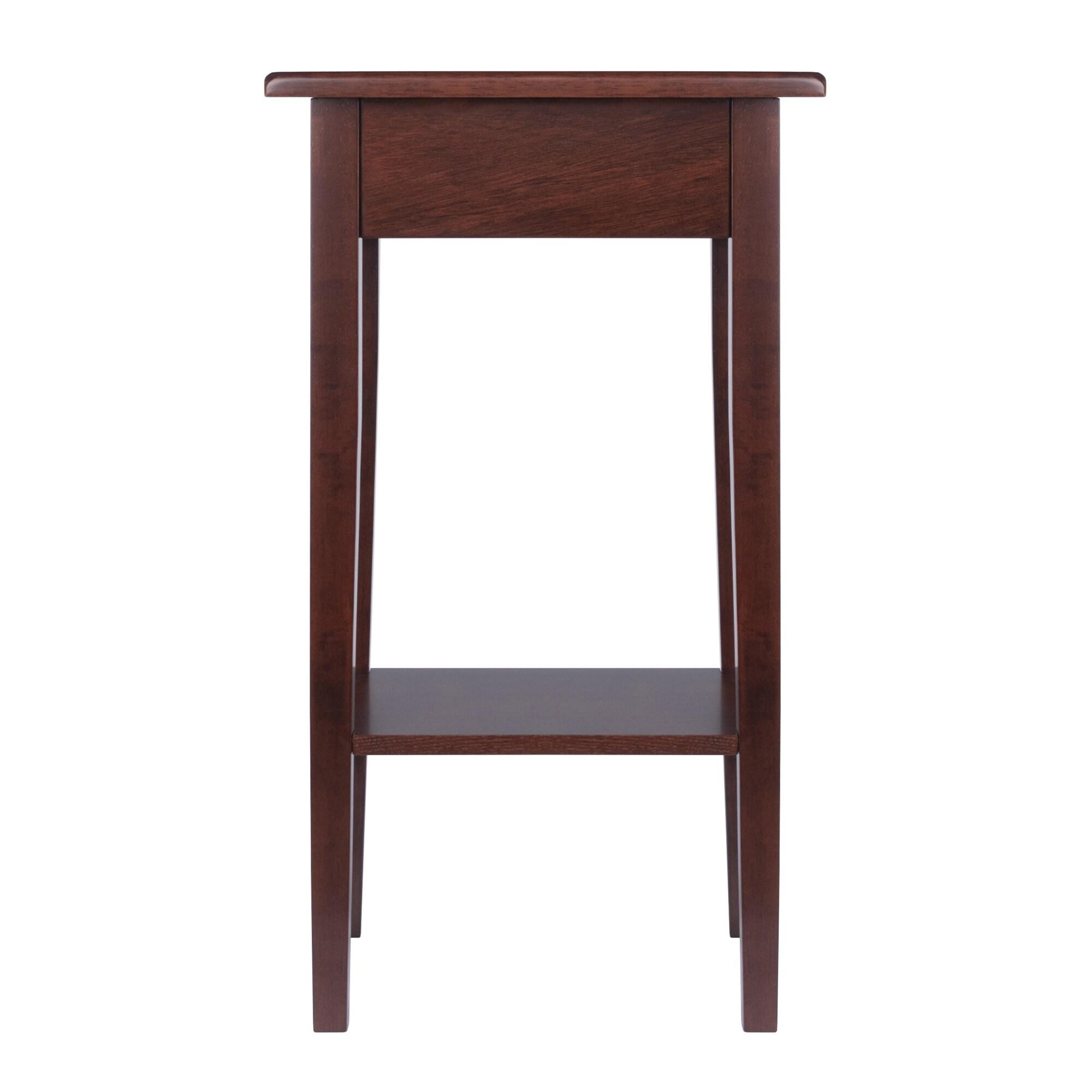 Regalia Accent Table with Drawer, Shelf - Antique Walnut - Winsome: Small Telephone Stand, Occasional Storage