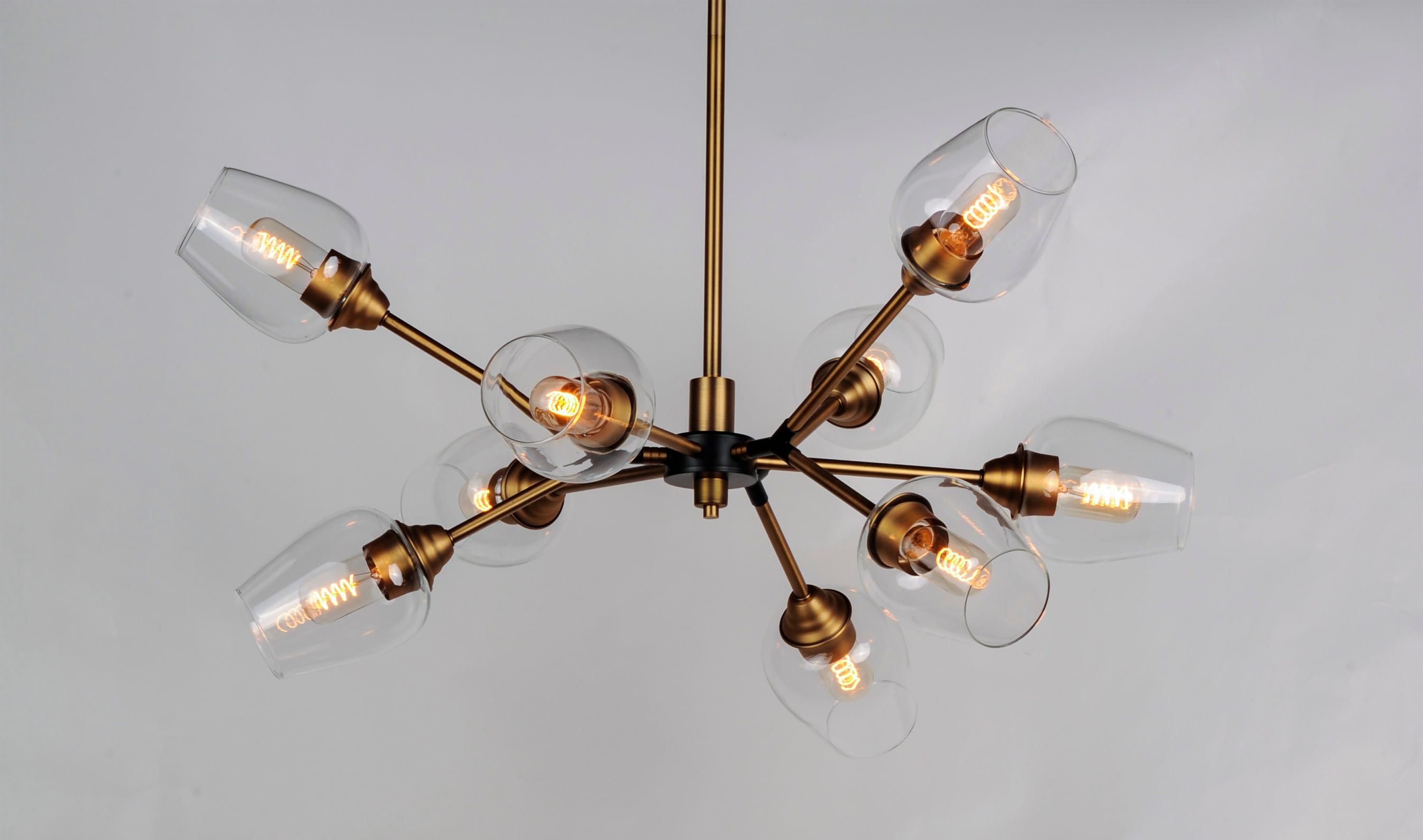 Maxim 26345CLABBK 37 in. Savvy 9 Light Antique Brass & Black Chandelier Ceiling Light